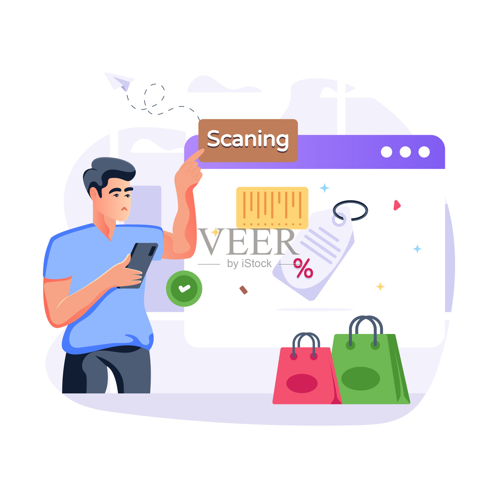 标签扫描插画图片素材