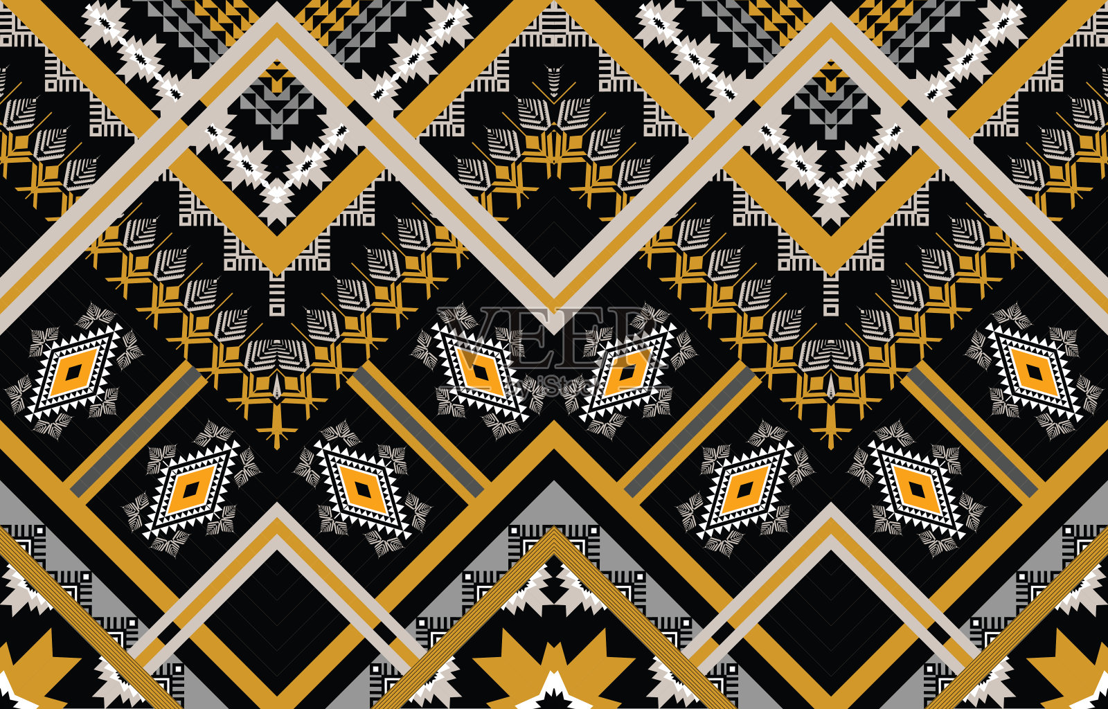 民族几何美国,西方,阿兹特克motif,刺绣图案风格。矢量无缝的传统图案或部落纺织品。插画图片素材