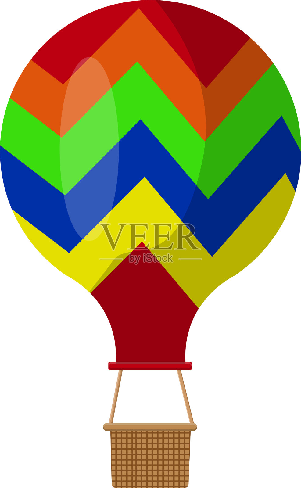 彩色的热气球上有一个白色的设计元素图片