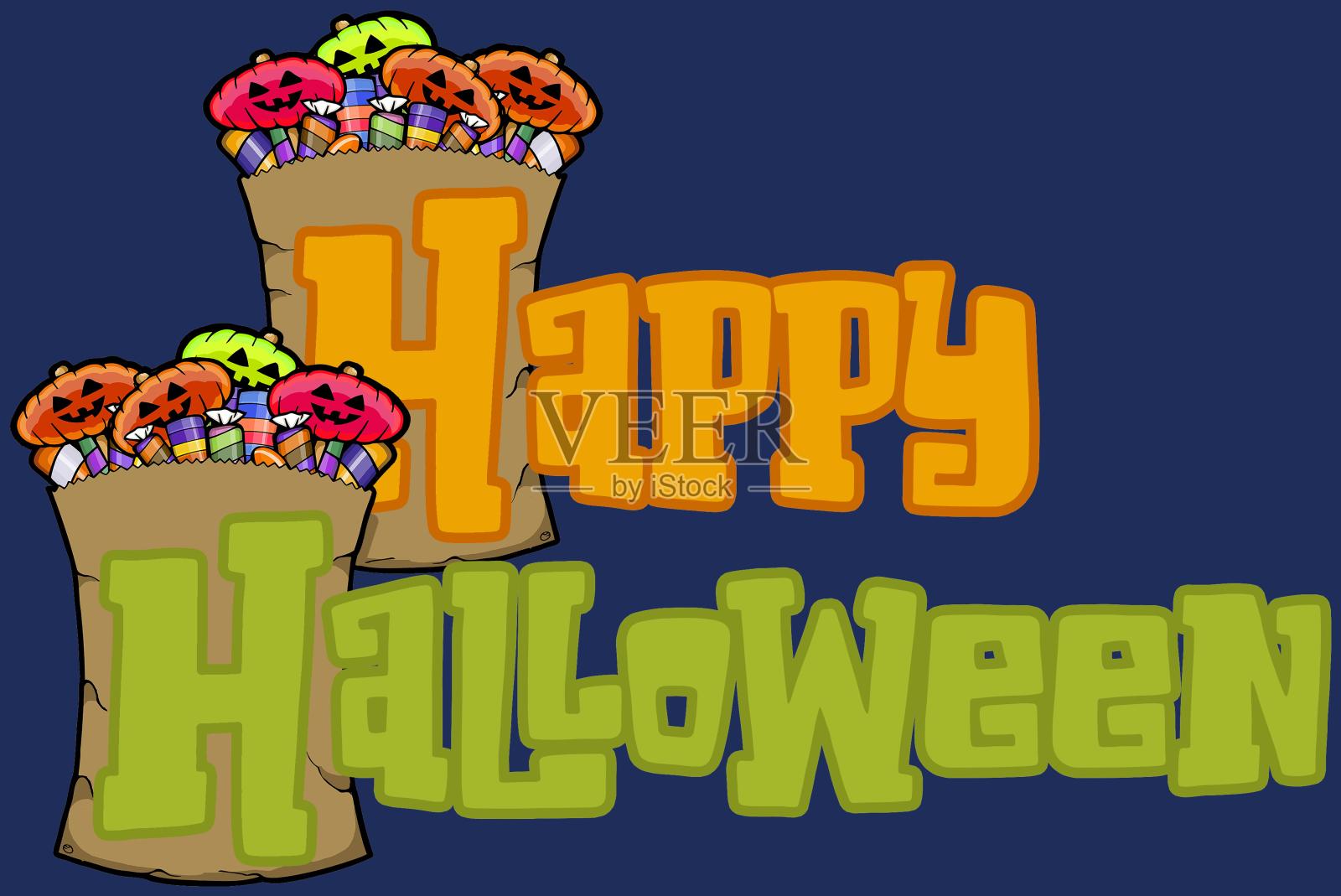 带着满满一袋糖果的万圣节快乐设计模板素材