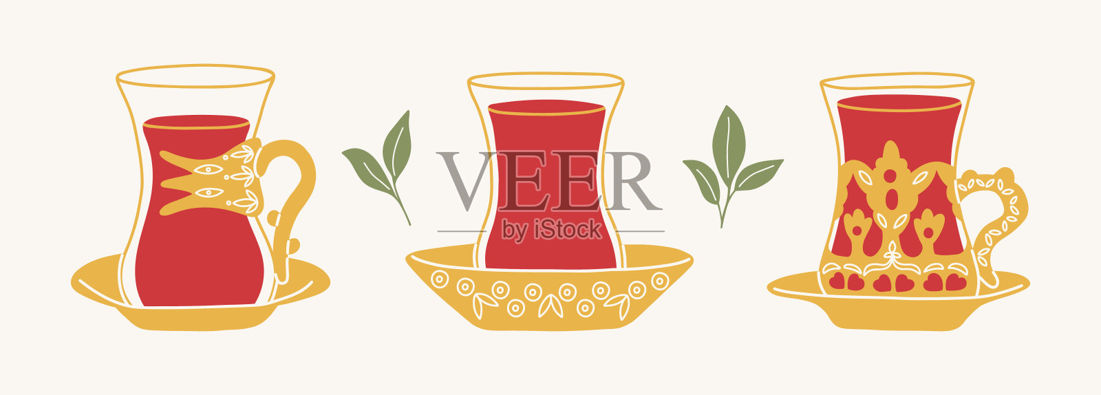 土耳其茶,手绘潮流矢量插图插画图片素材