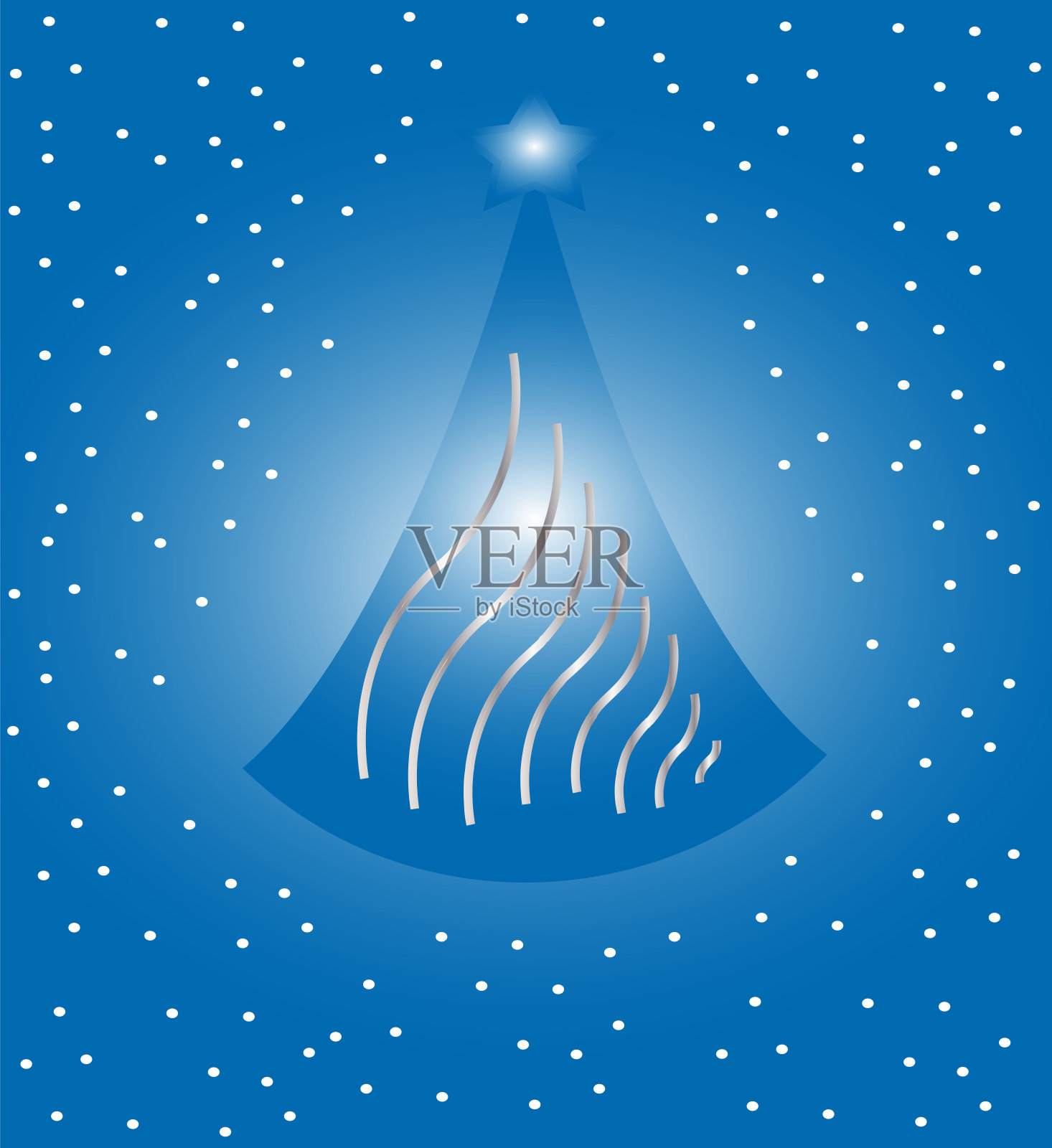 蓝色背景的圣诞树插画图片素材
