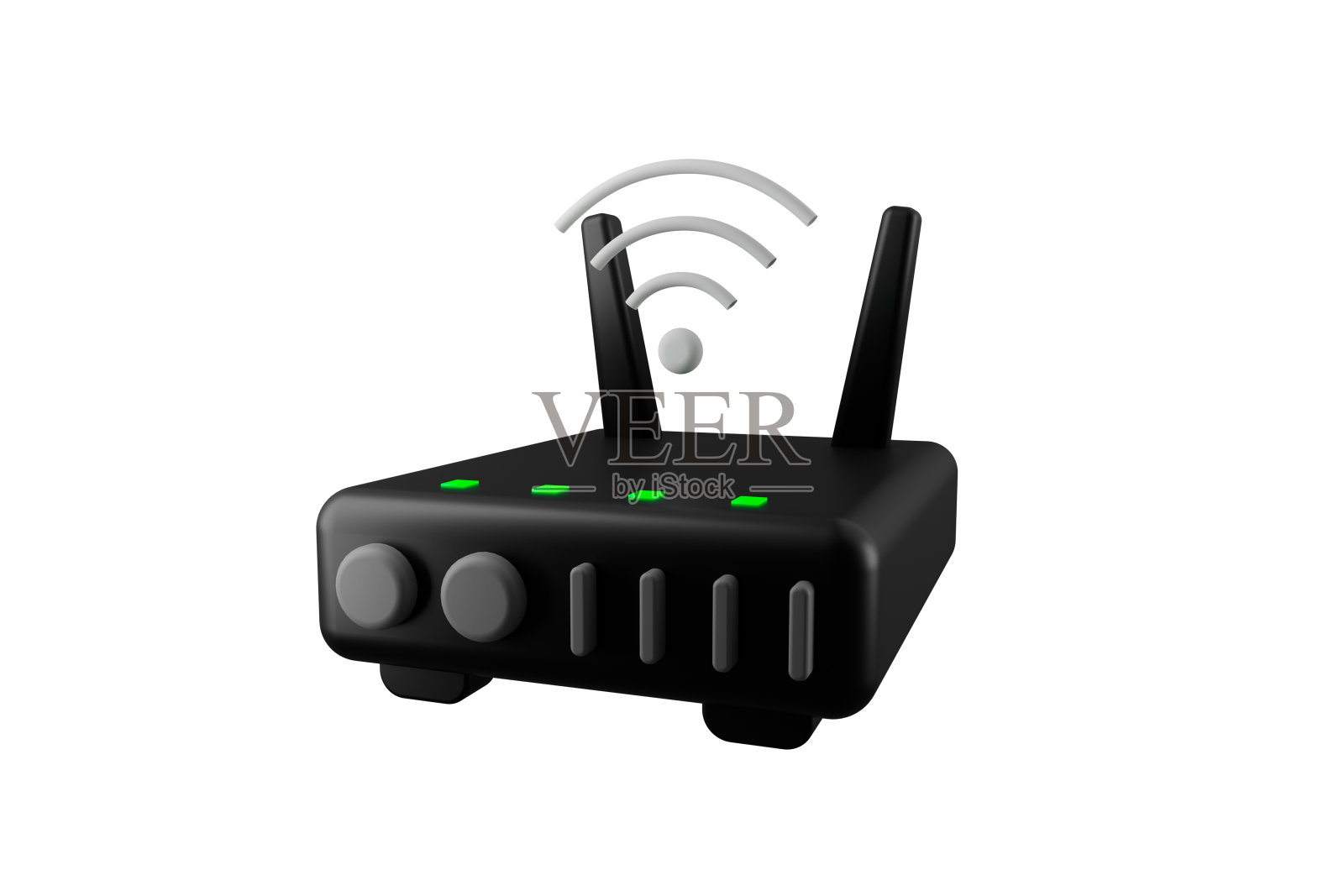 带有信号的3d wifi路由器,用于互联网的设备图标,3d渲染。照片摄影图片