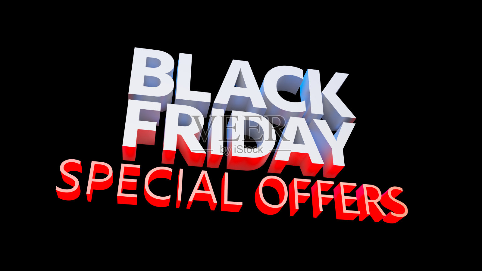 大3d黑色星期五特别优惠促销文字。3 d渲染。照片摄影图片