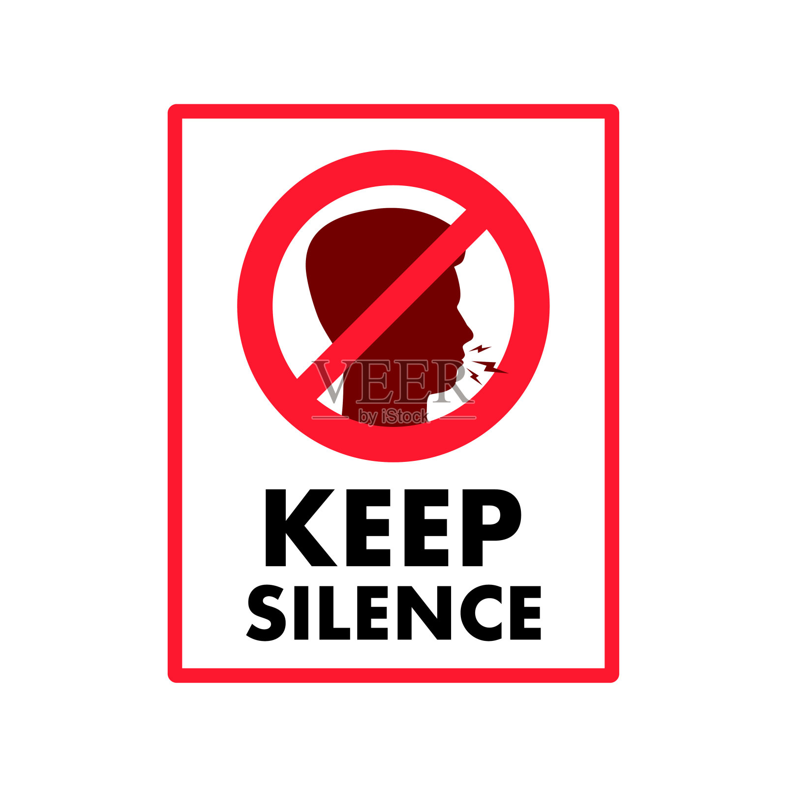 保持沉默的标志、标签。旗帜图标。矢量股票插图。插画图片素材