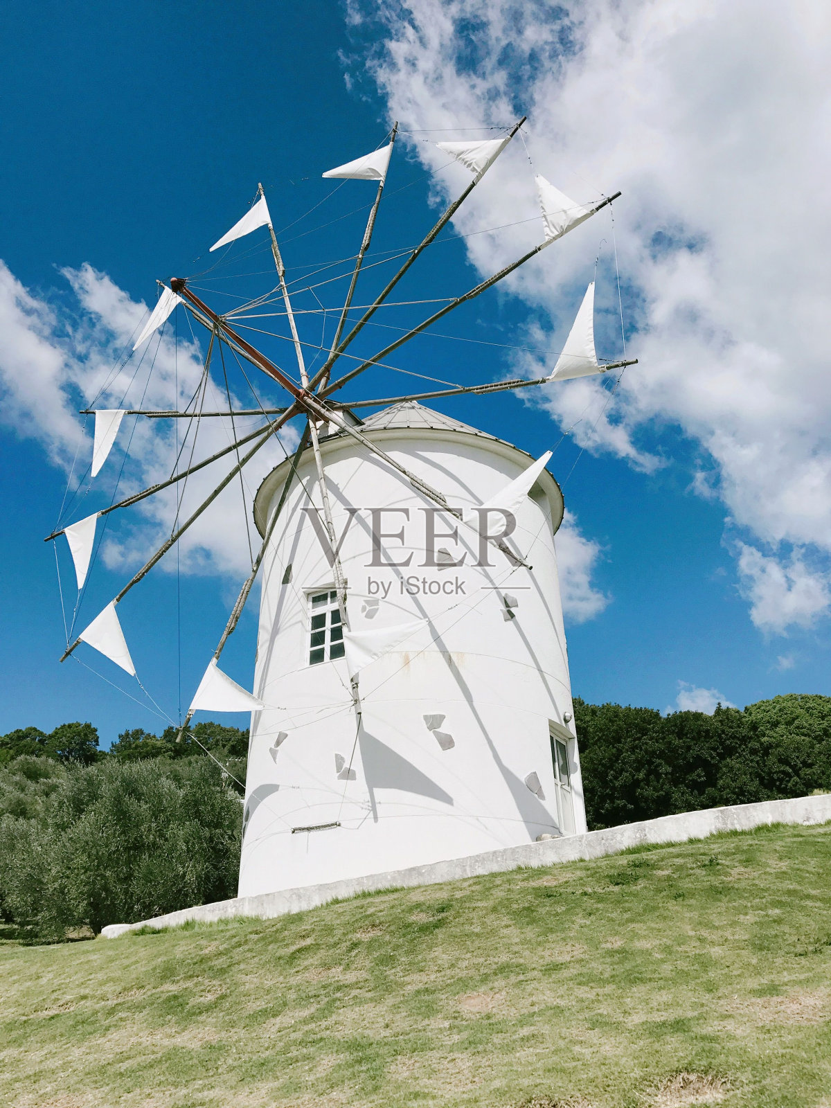 日本Shodoshima橄榄园的风车照片摄影图片