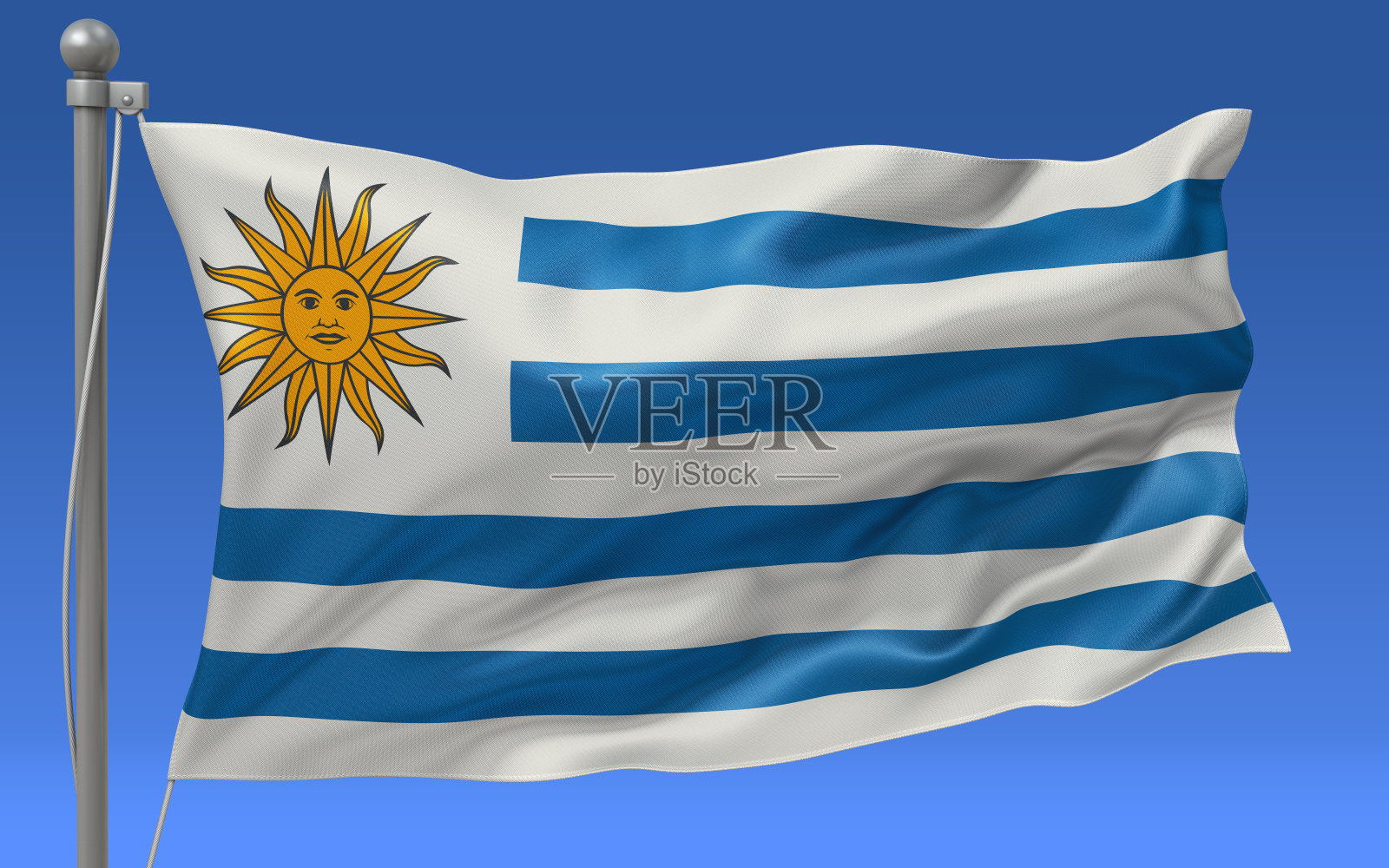 旗杆上的乌拉圭国旗照片摄影图片