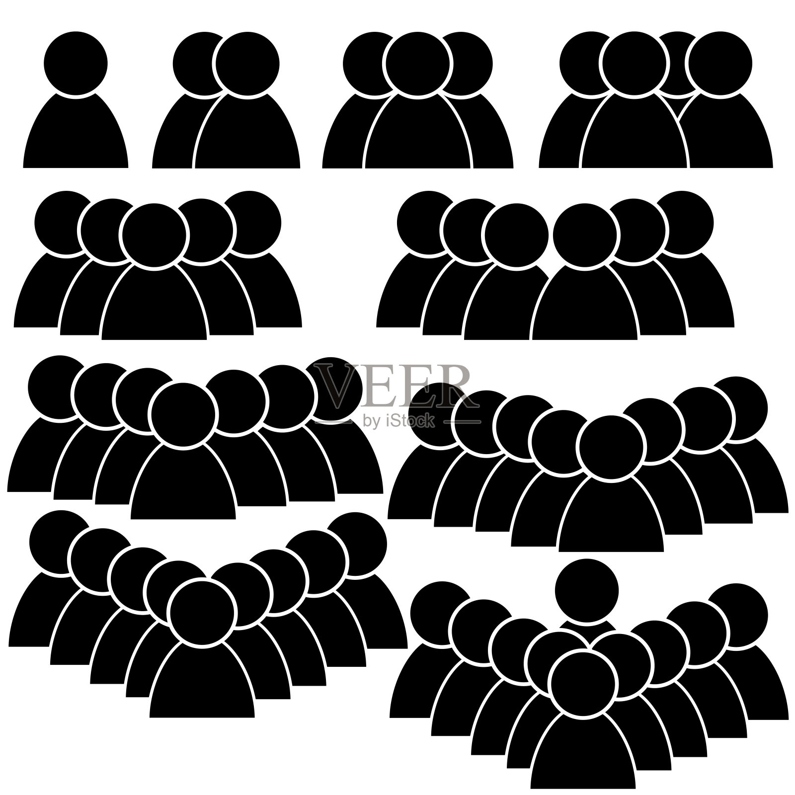 男性图标黑色扁平组集矢量隔离图标素材