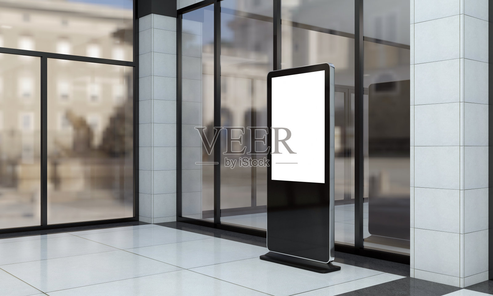 现代空图腾,亭,数字标牌,3d渲染照片摄影图片