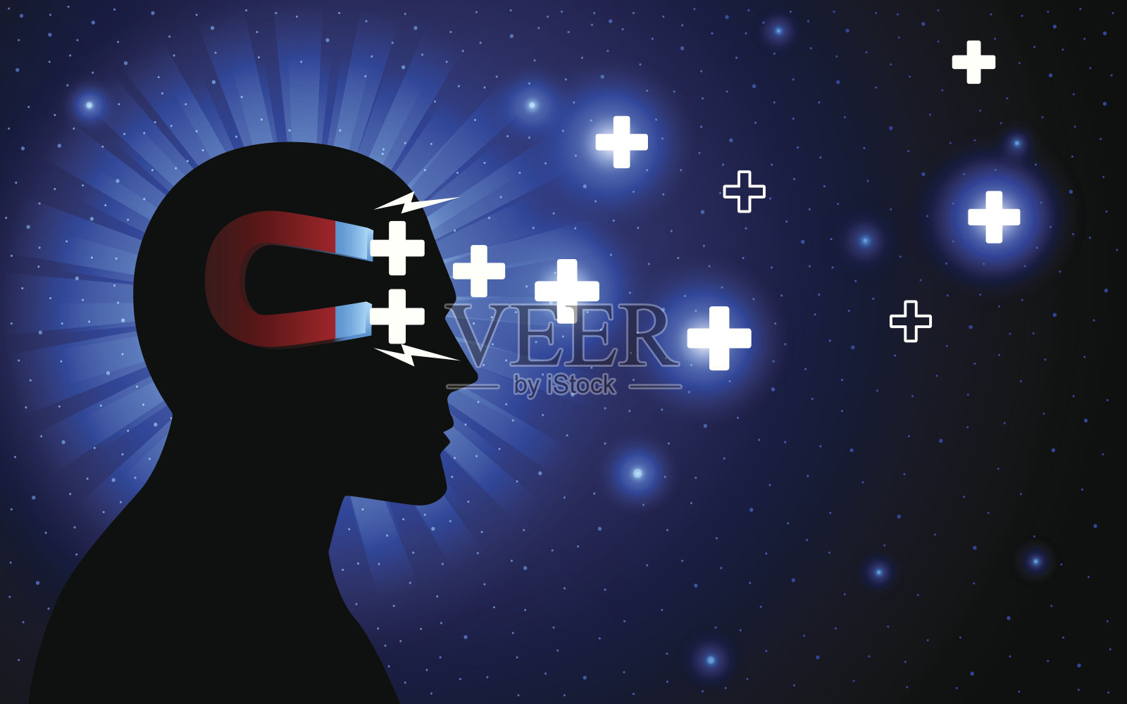 表现积极思想的人的头脑插画图片素材