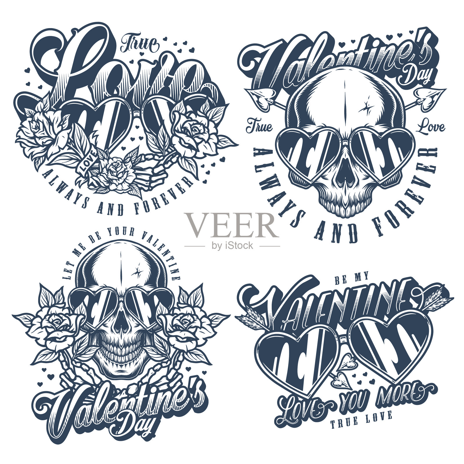 情人节套装单色传单设计元素图片