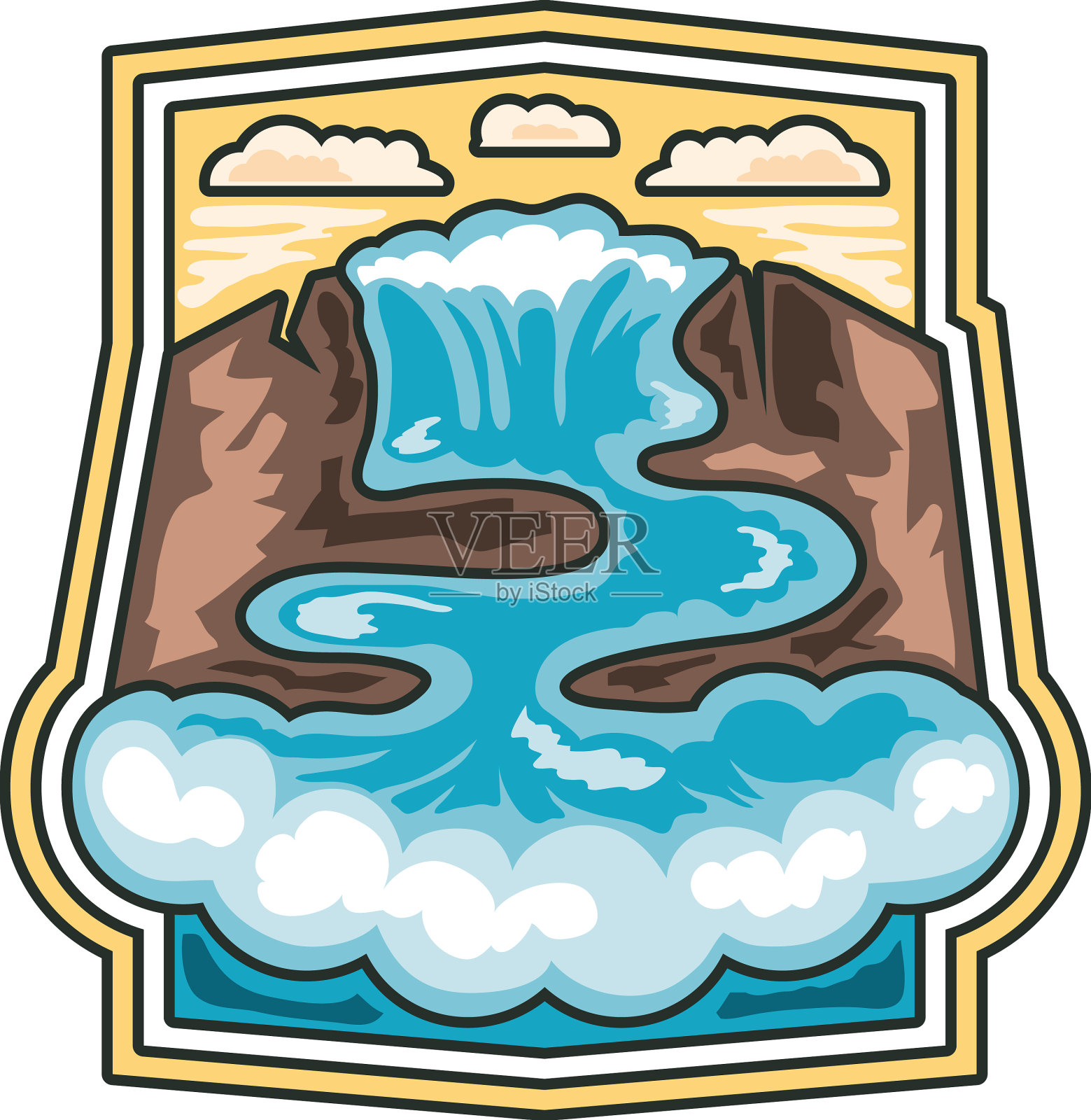 河流探险徽章设计元素图片