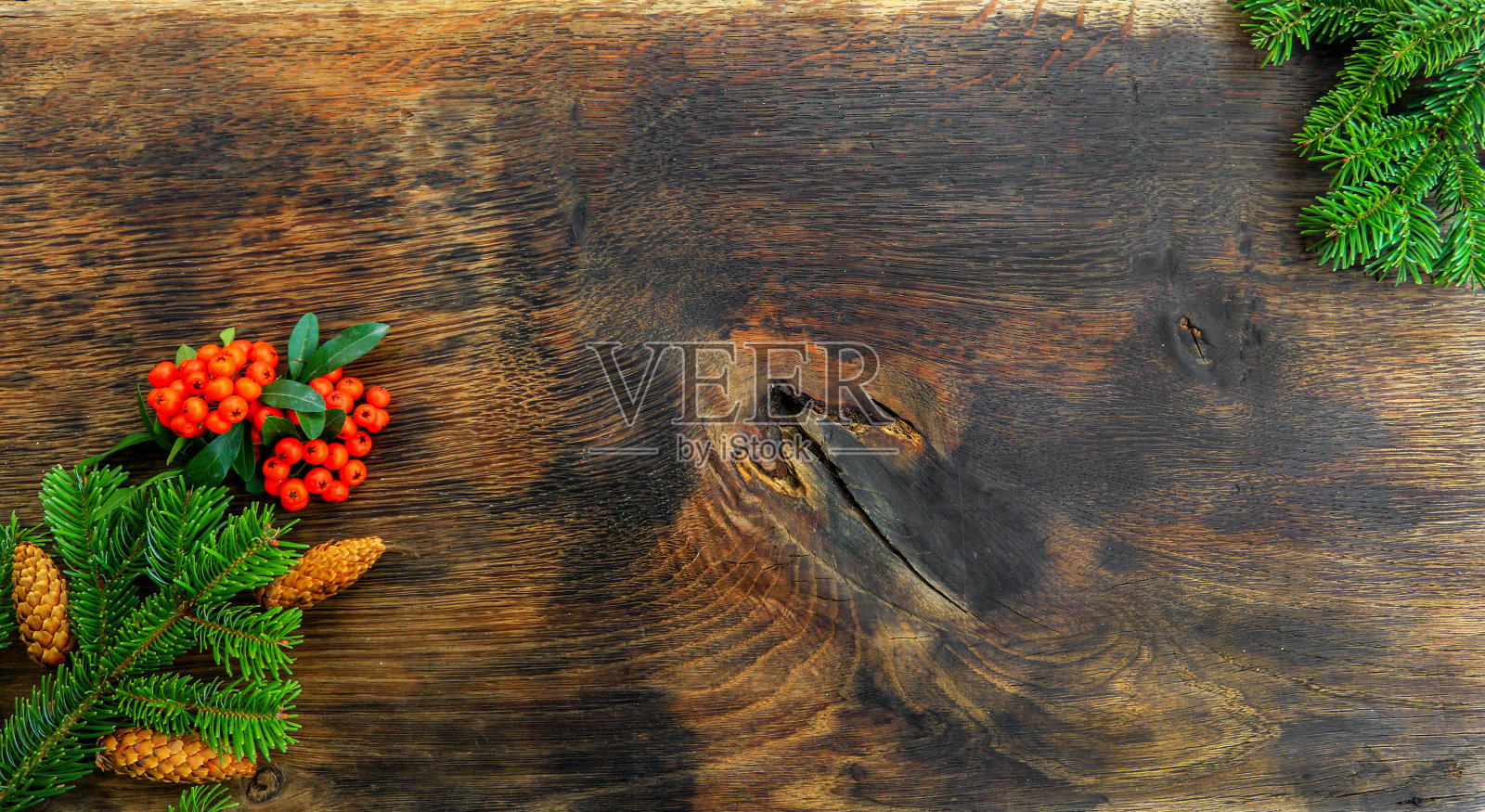 木制背景的圣诞装饰照片摄影图片