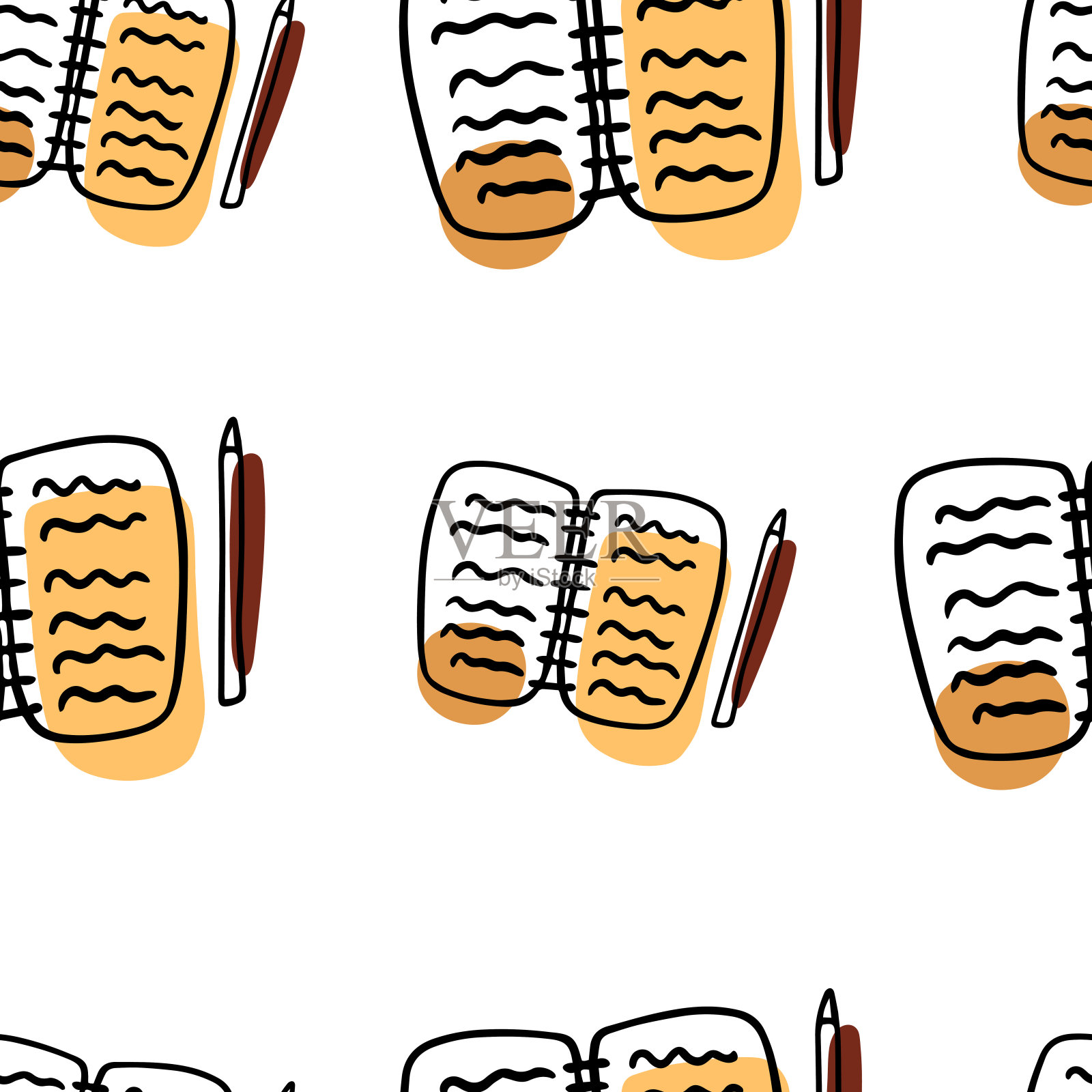 无缝图案涂鸦笔记本,计划表,日记和笔插画图片素材