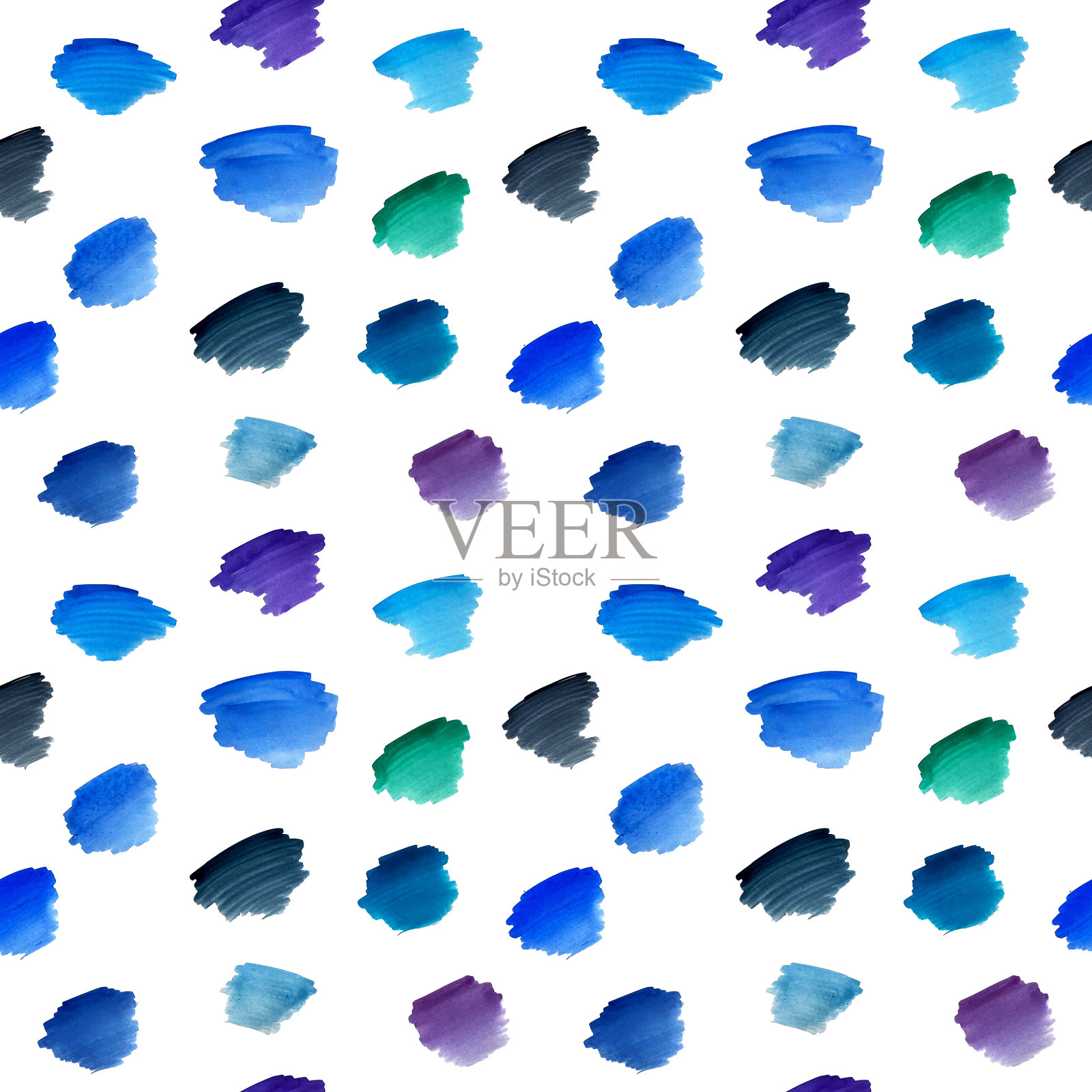 白色背景上不同颜色的水彩污渍照片摄影图片