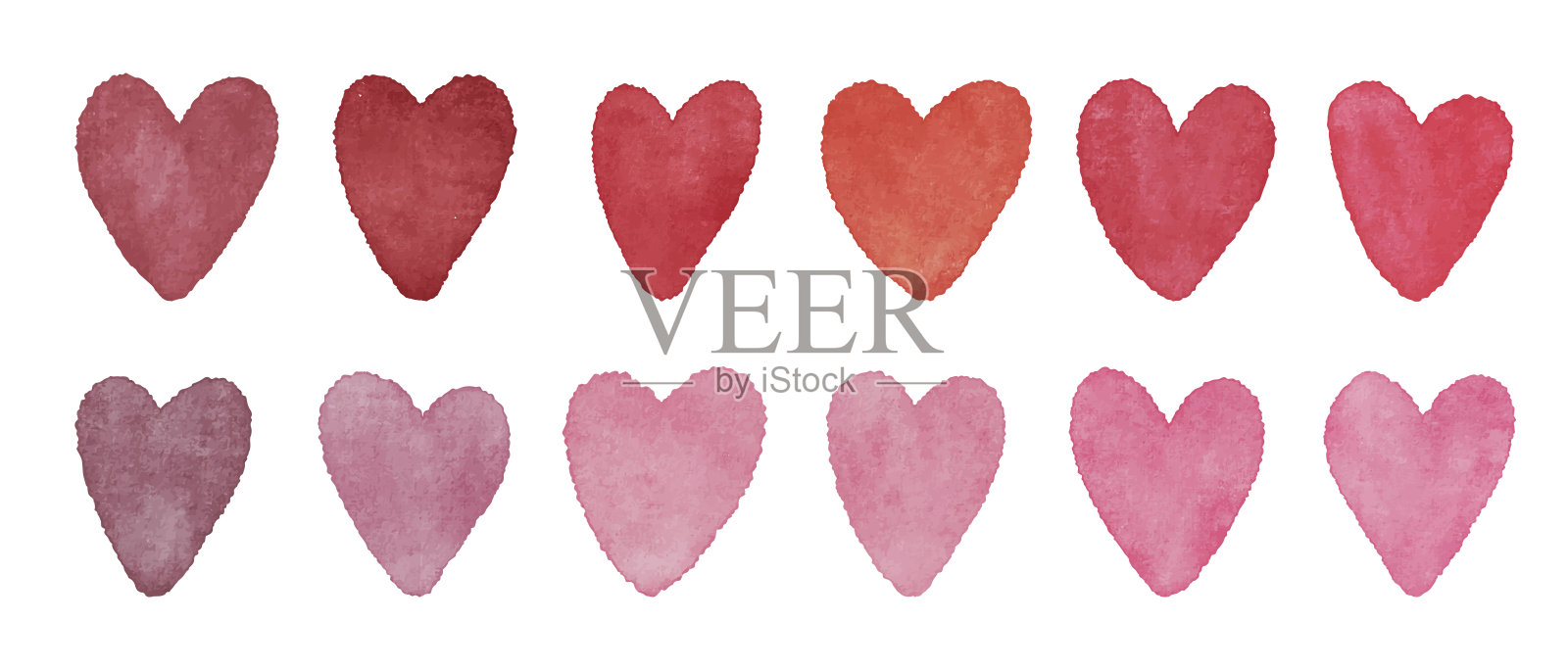 水彩红心彩。完美的卡片,织物,标签,邀请,印刷,包装。插画图片素材
