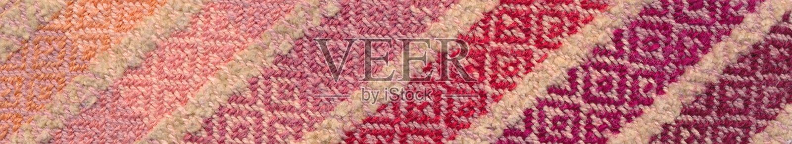 部分暖色手织条纹毛巾照片摄影图片