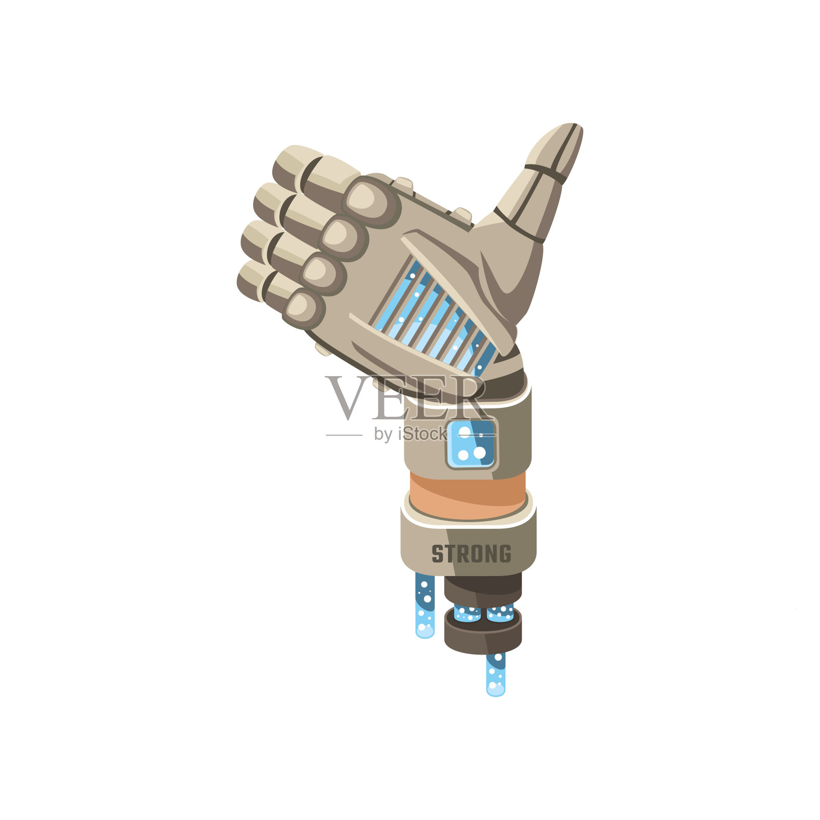 机器人的手显示竖起大拇指的手势卡通插画插画图片素材