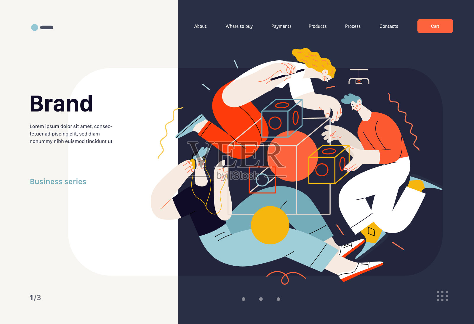 技术孟菲斯插图。创意登陆网页模板插画图片素材