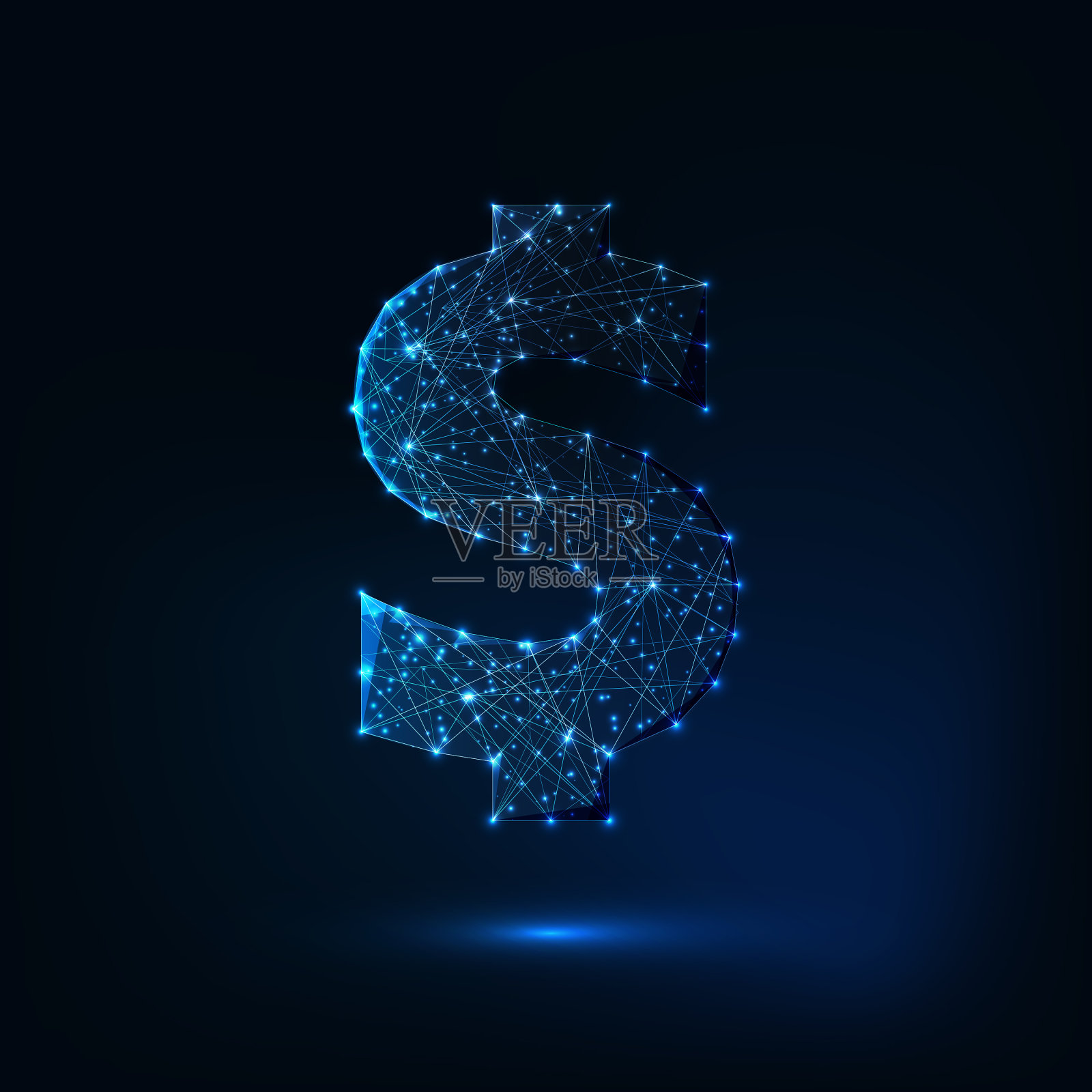 未来的发光低多边形美元符号插画图片素材