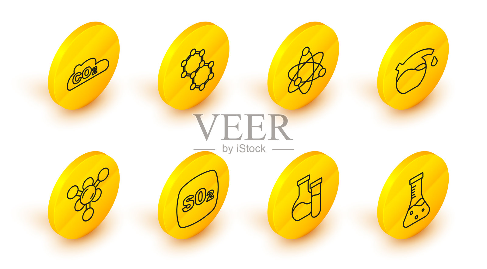 在二氧化硫so2分子的试管上设线图标素材