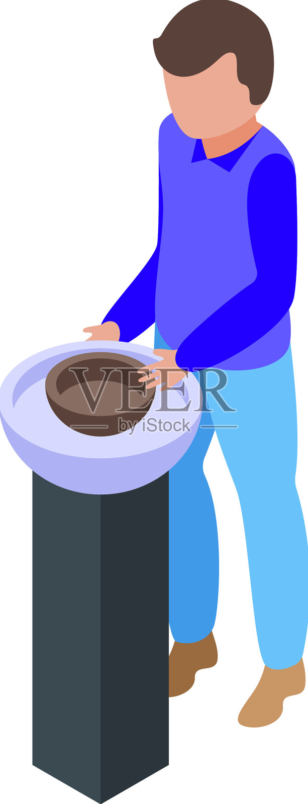 陶艺班的图标等距车间粘土插画图片素材