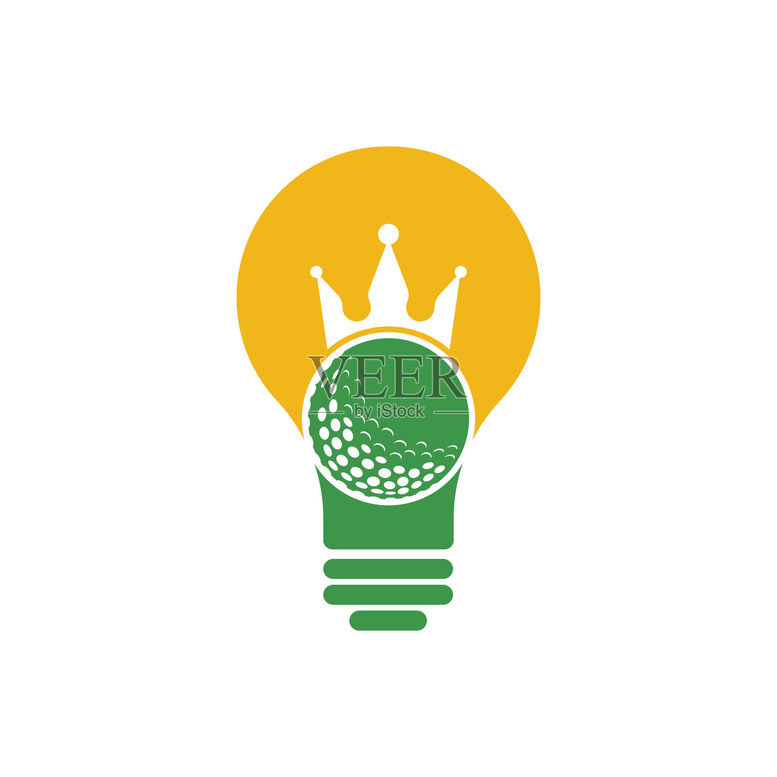 国王高尔夫球球形状概念矢量标志设计。插画图片素材