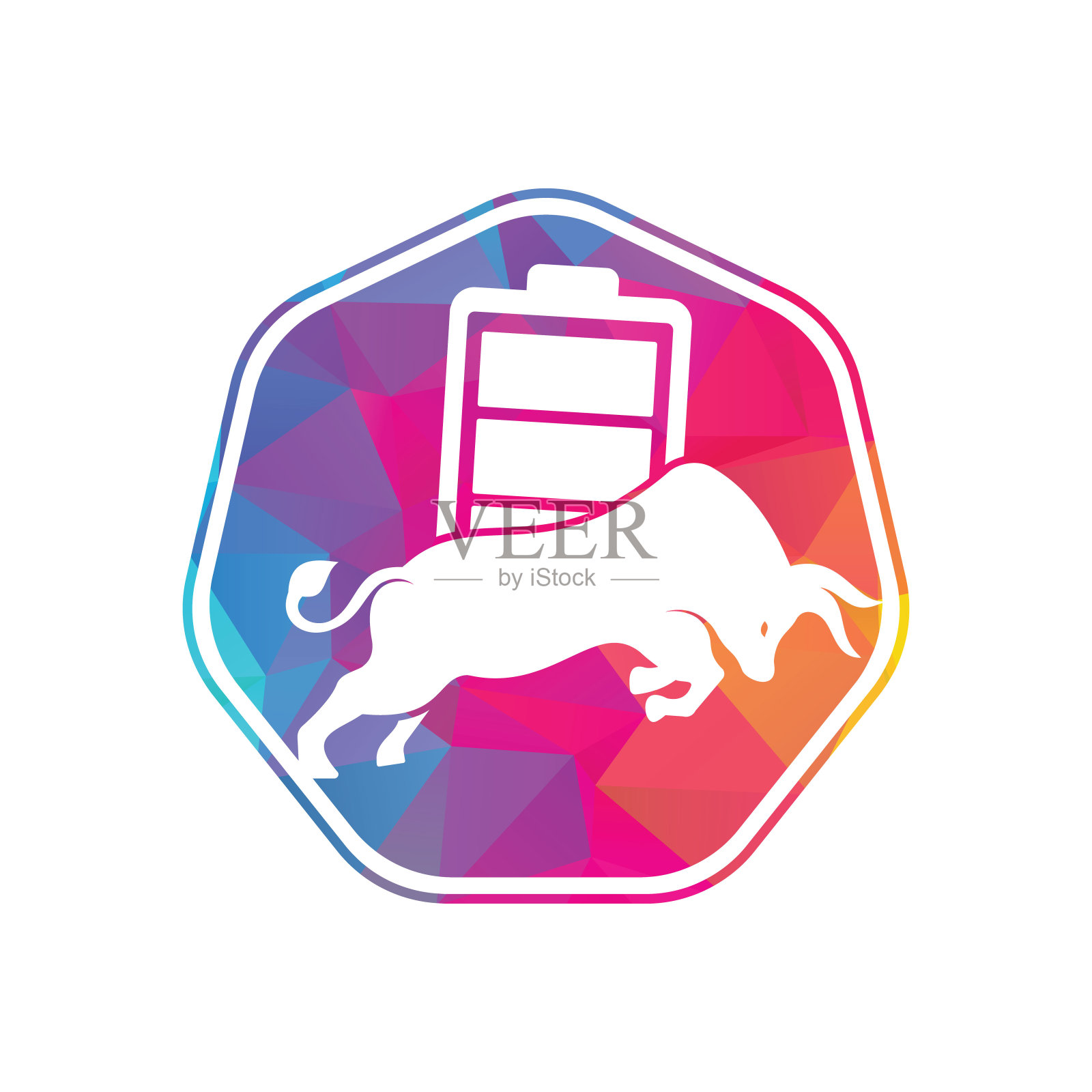 公牛电池矢量标志设计模板。插画图片素材