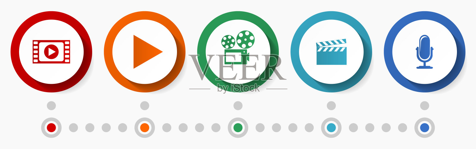 视频概念矢量图标集,平面设计网页按钮,电影和电影院信息图模板图标素材