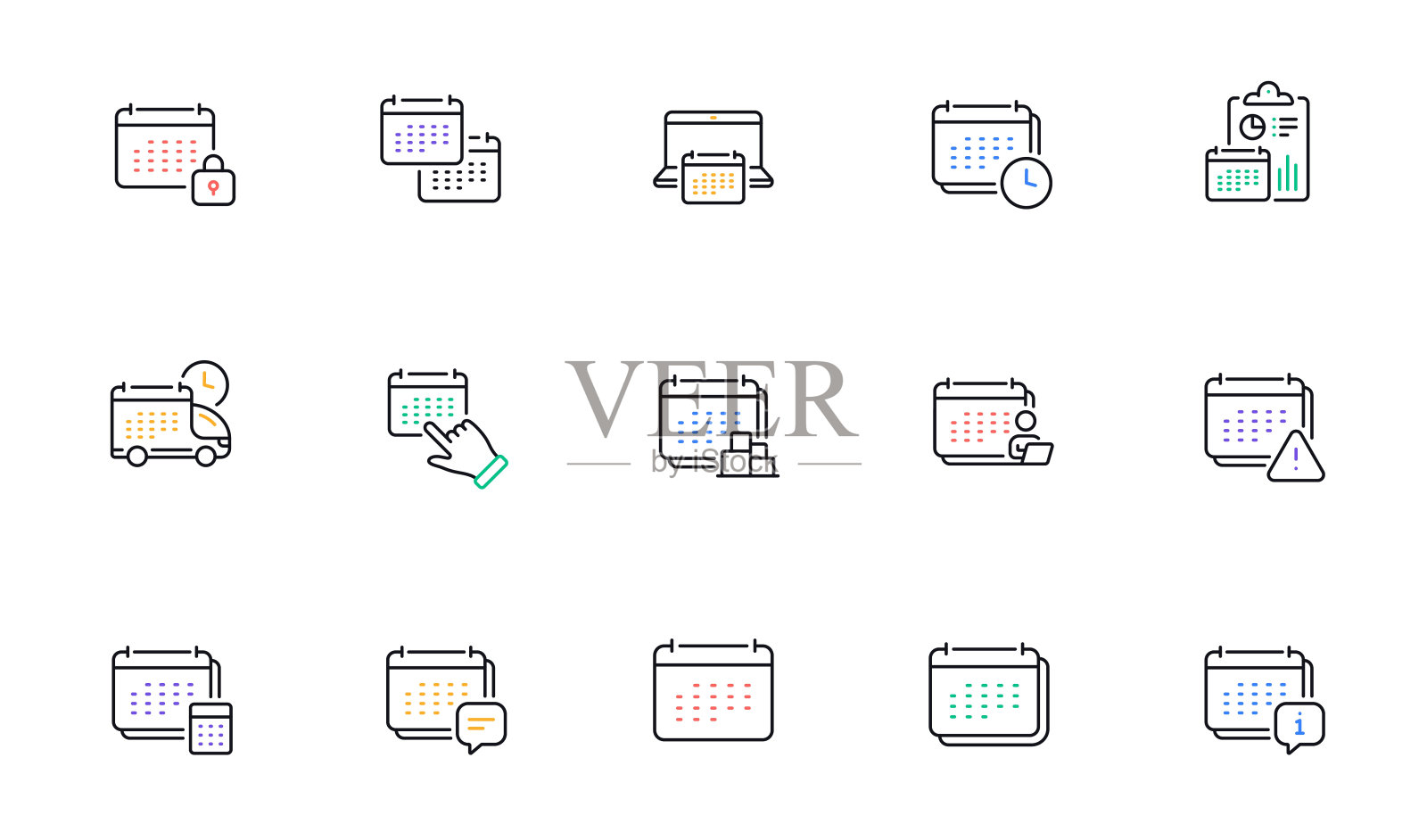 日历行图标。日程预约,事件日期,时间计划图标。向量图标素材