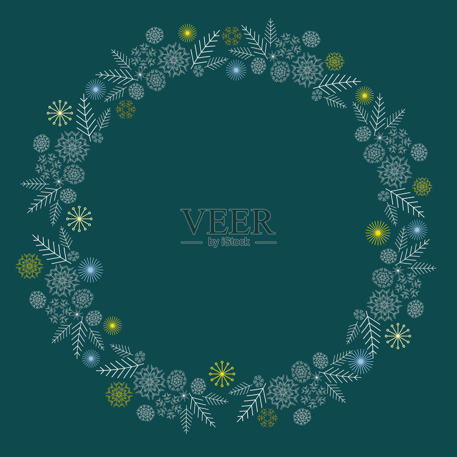 圣诞雪花花环插画图片素材