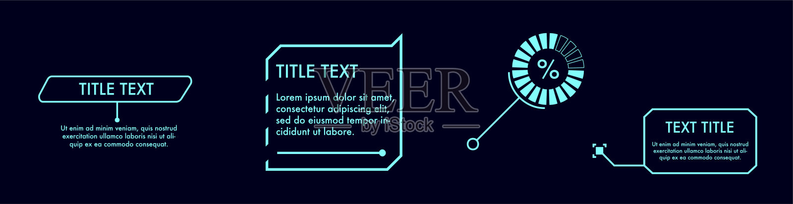 数字标注标题。一套HUD未来科幻框架。插画图片素材