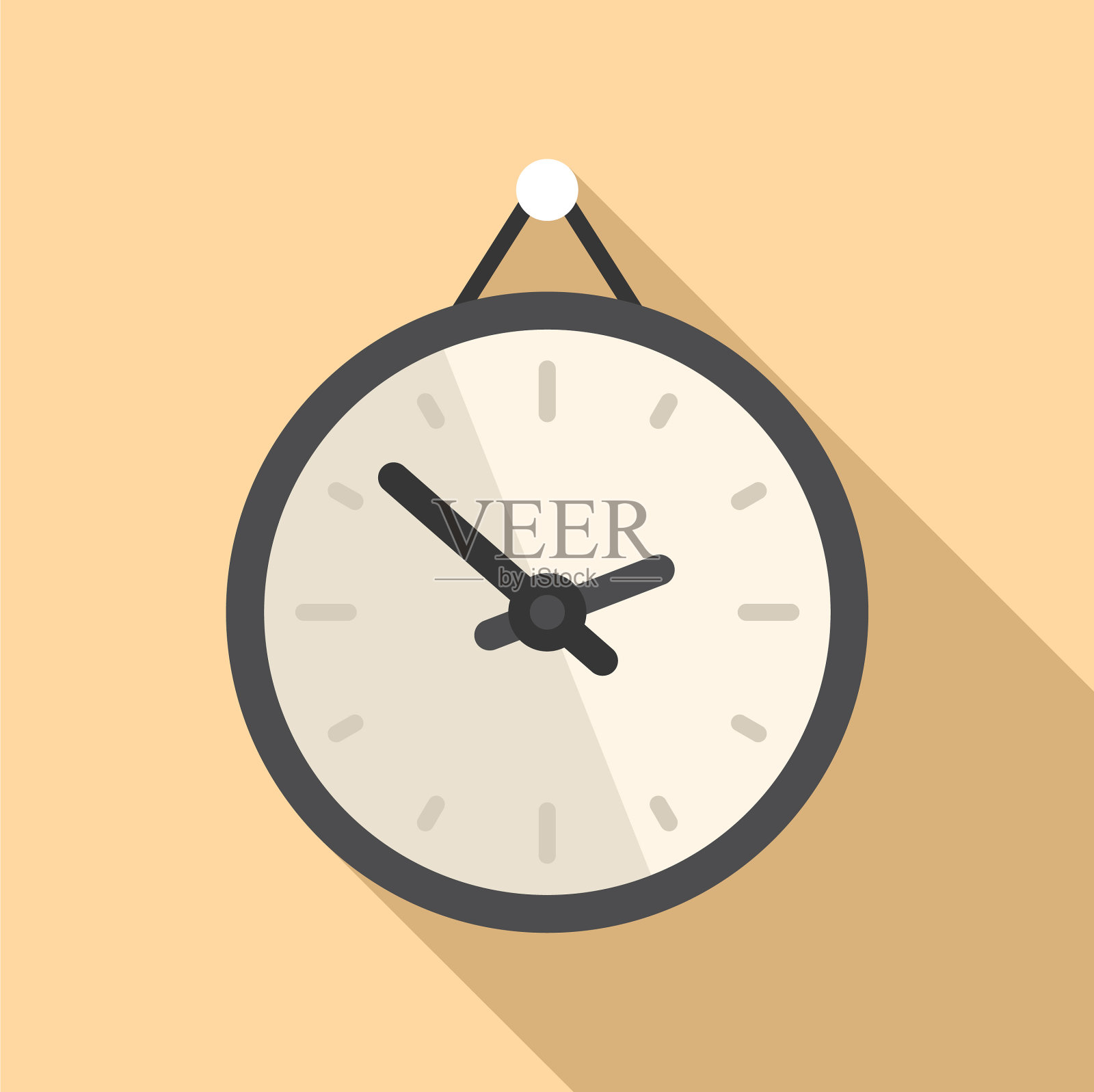 挂钟图标平坦的办公时间插画图片素材