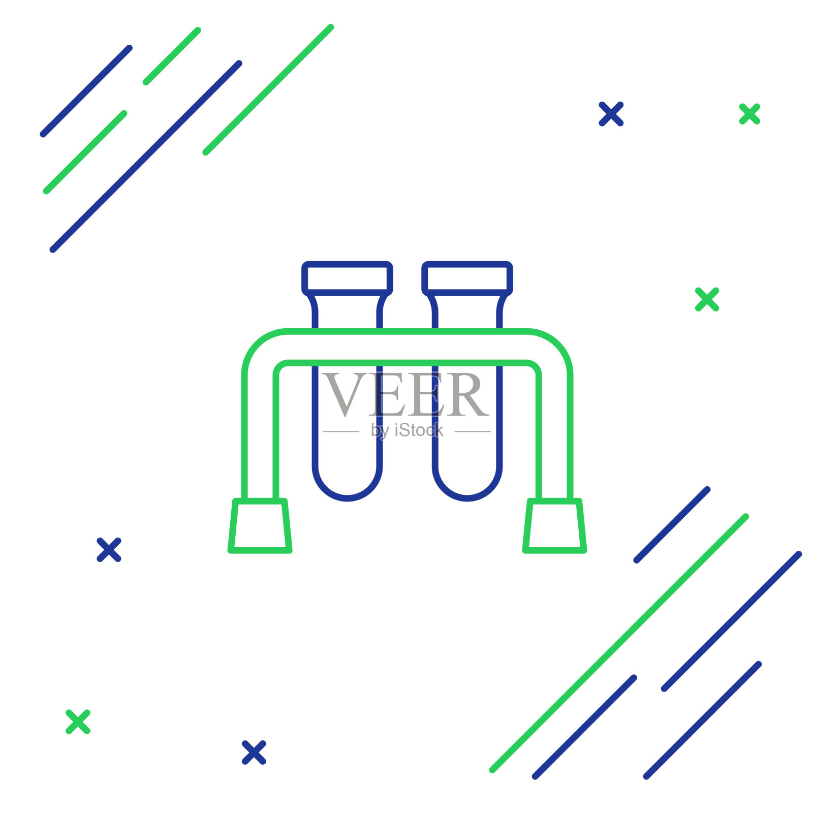 线试管和烧瓶化学实验室试验插画图片素材