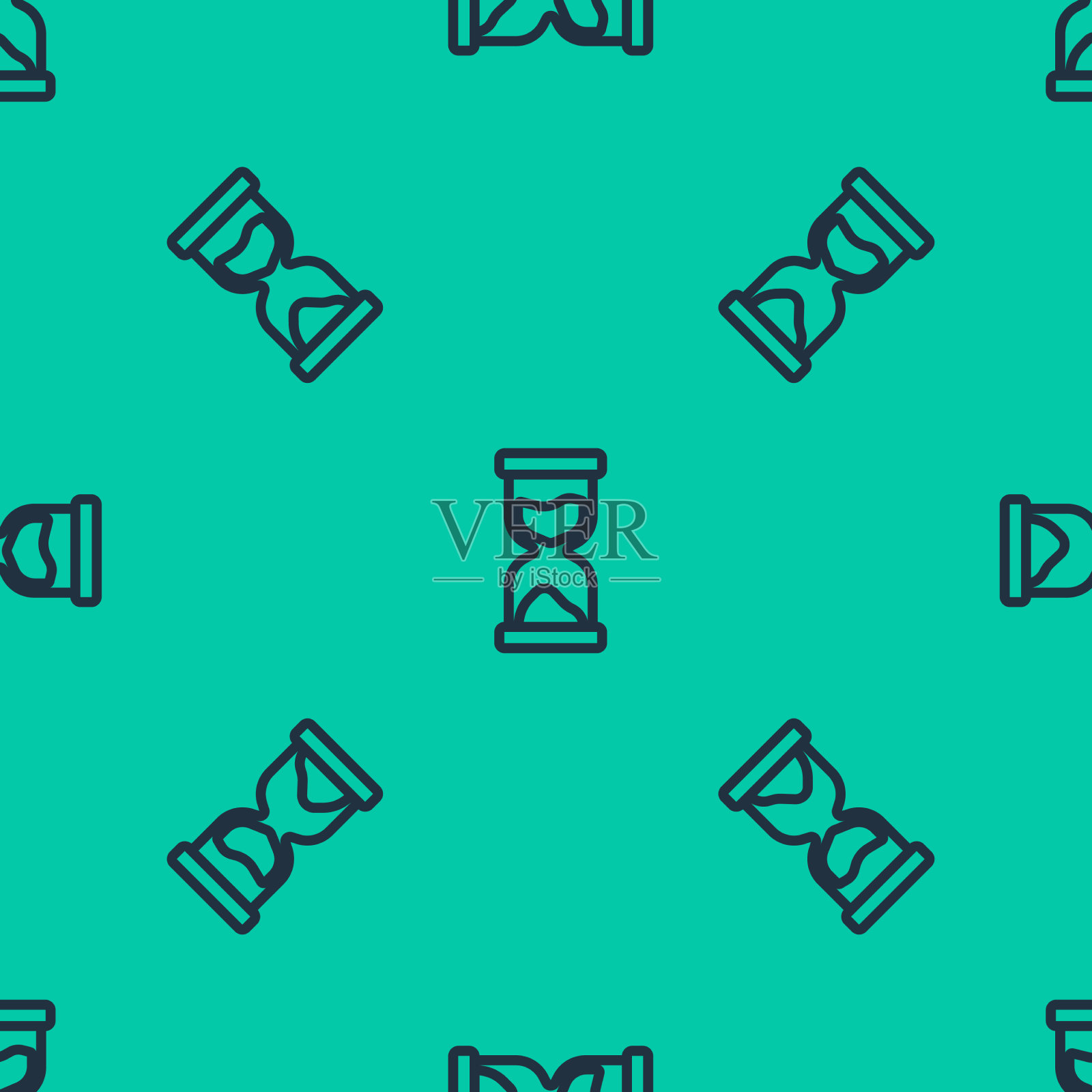 蓝线老沙漏与流动的沙子图标图标素材