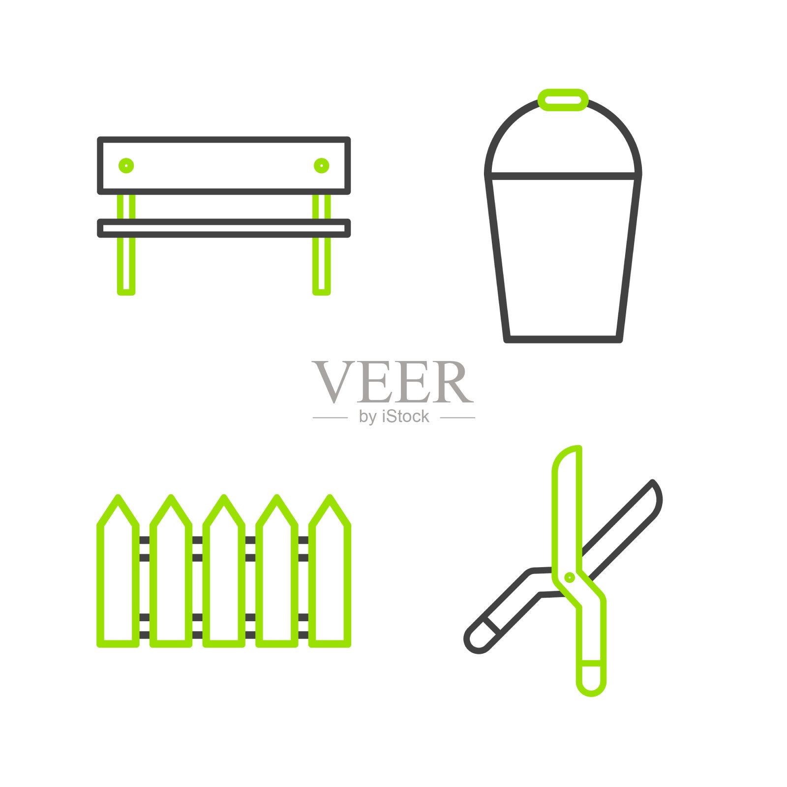 套线园艺手工剪刀栅栏木图标素材