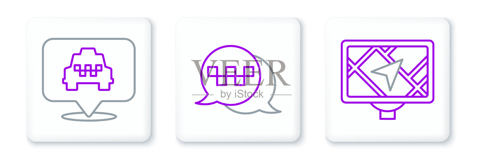 设置线GPS设备与地图定位出租车和图标素材