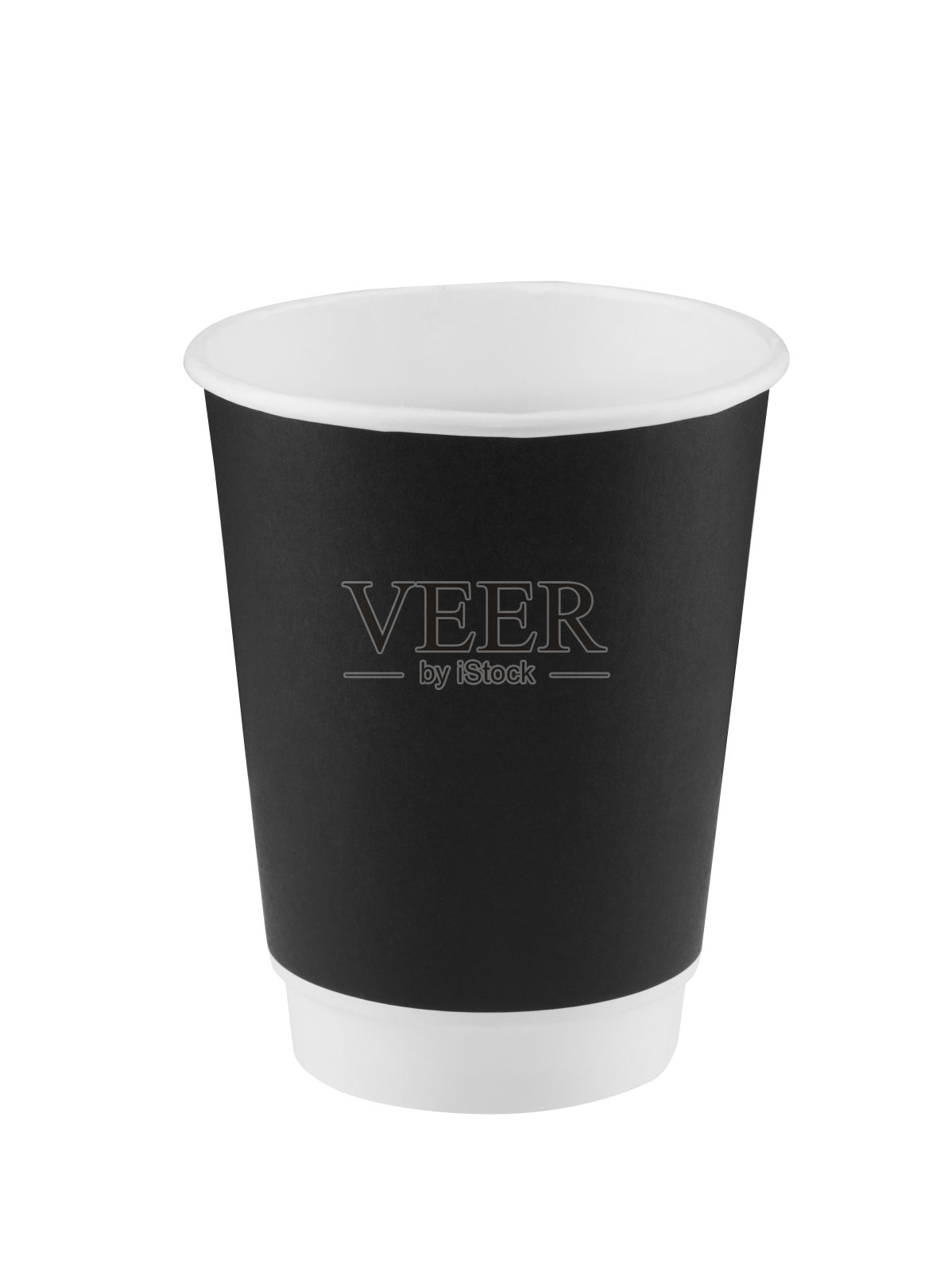 黑色纸咖啡杯孤立在白色背景与裁剪路径。真实的照片。照片摄影图片