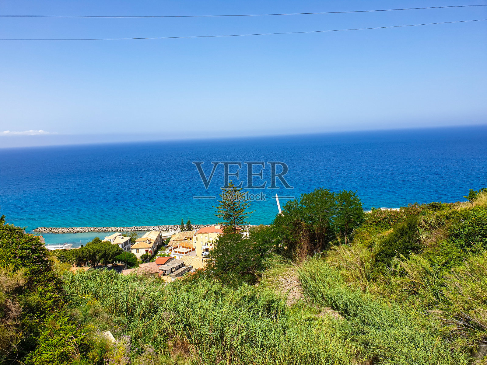 美妙的绿色和蓝色的海洋景观照片摄影图片