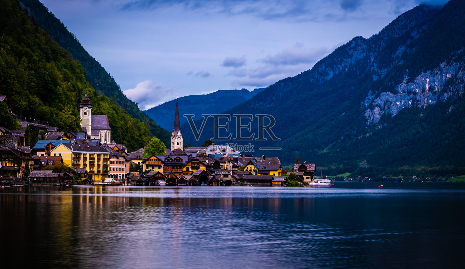 奥地利哈尔斯塔特镇令人惊叹的风景照片摄影图片