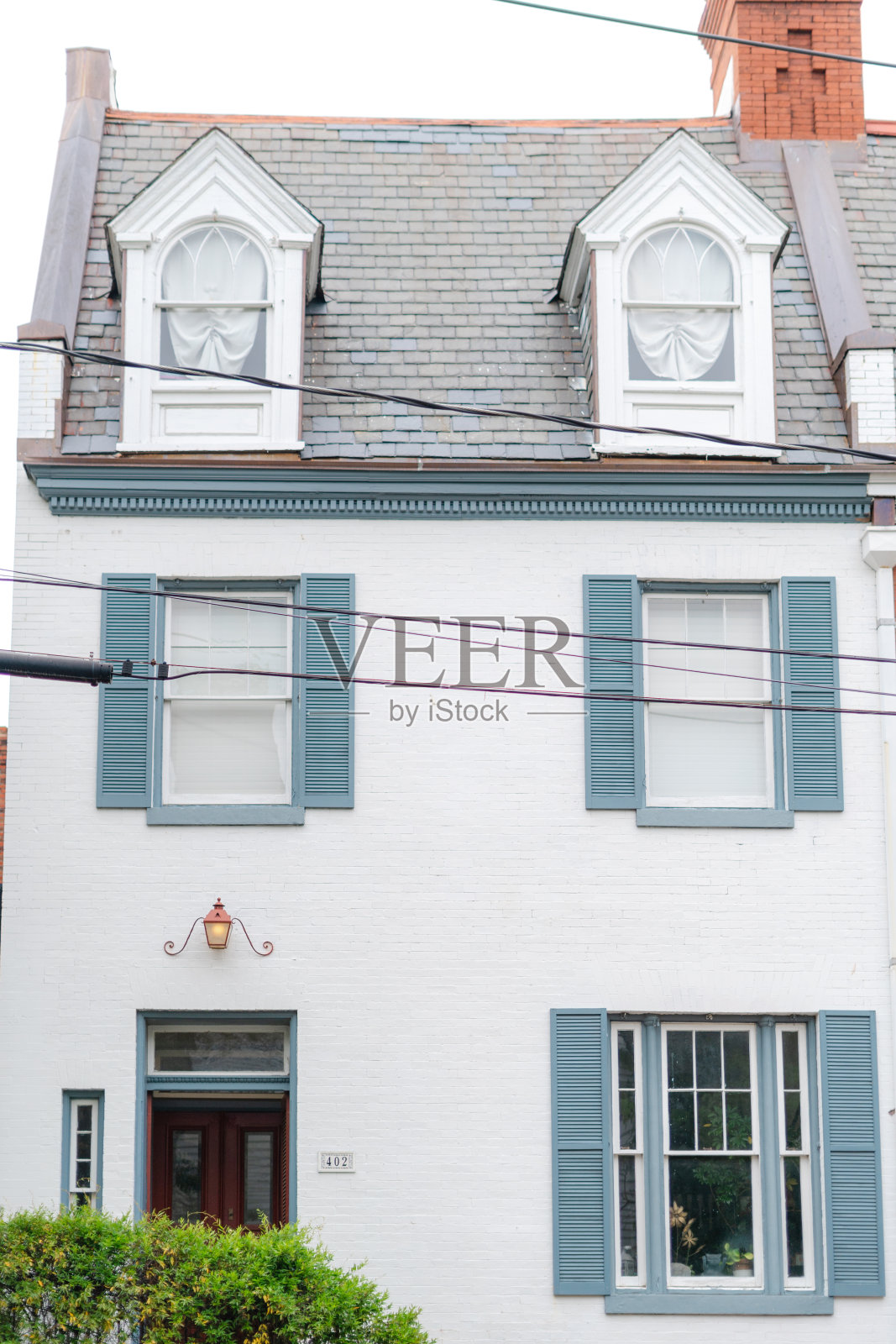 蓝色百叶窗的白宫照片摄影图片