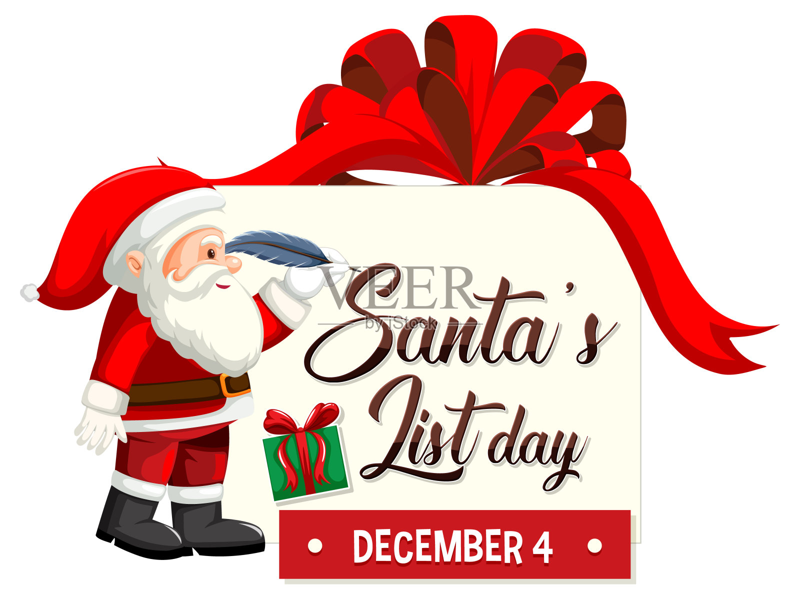 快乐圣诞老人名单横幅设计插画图片素材