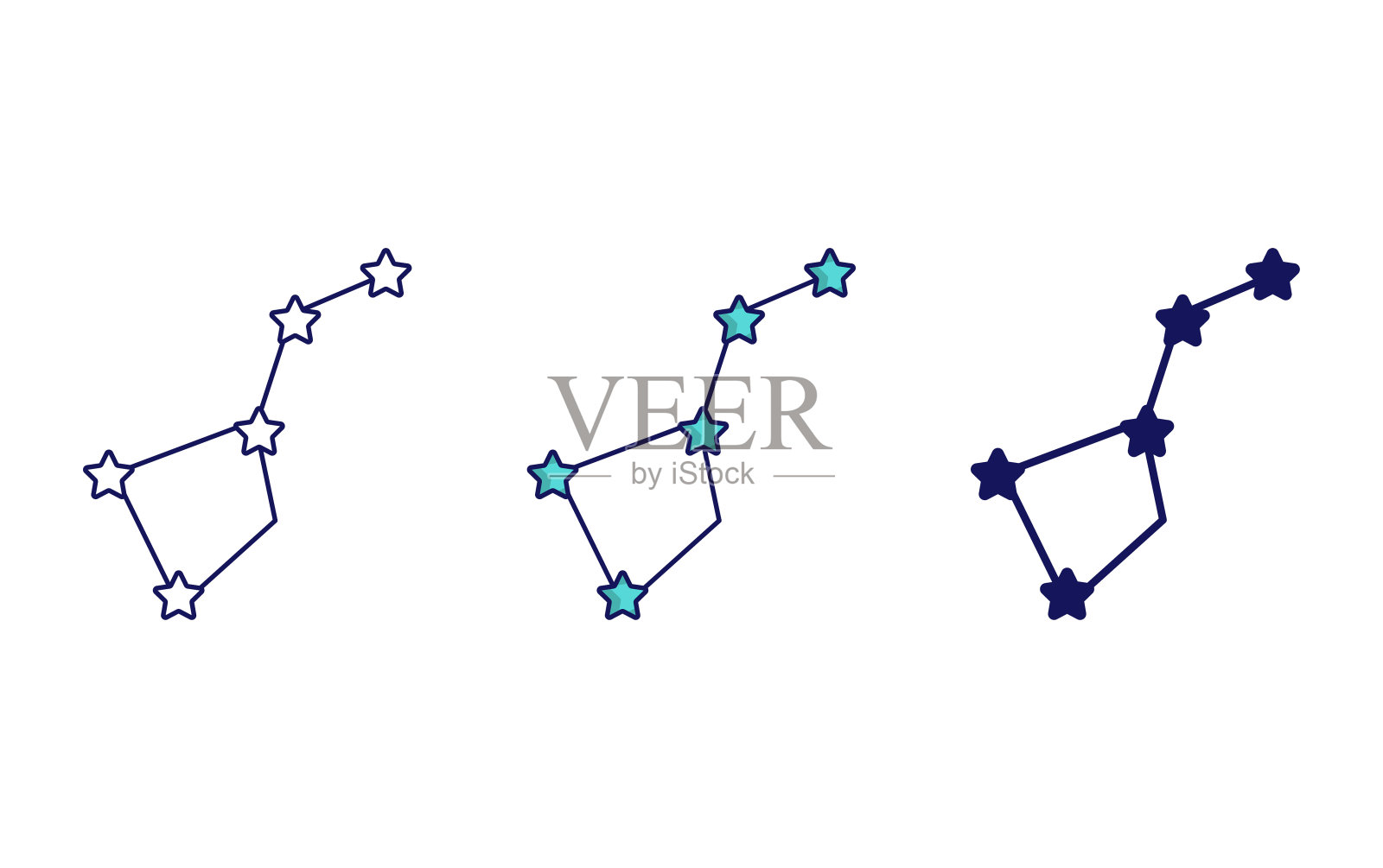 星座线和字形图标,矢量插图插画图片素材