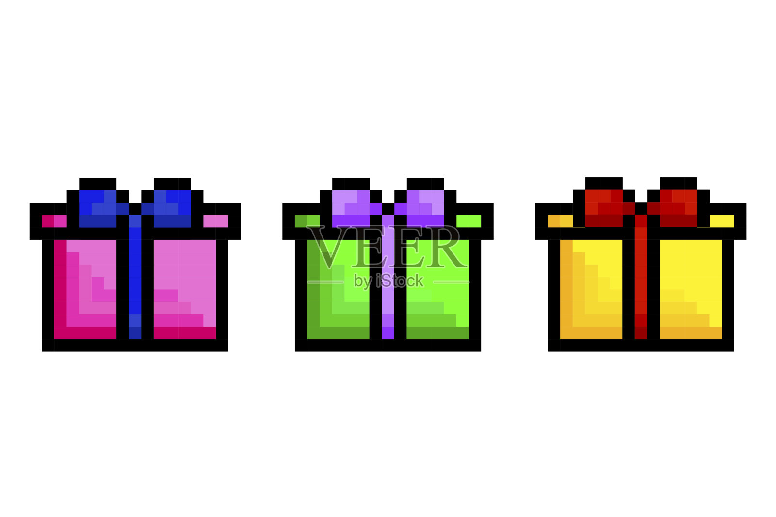 彩色礼品套装。生日惊喜。圣诞图标设置。矢量插图。股票的形象。插画图片素材