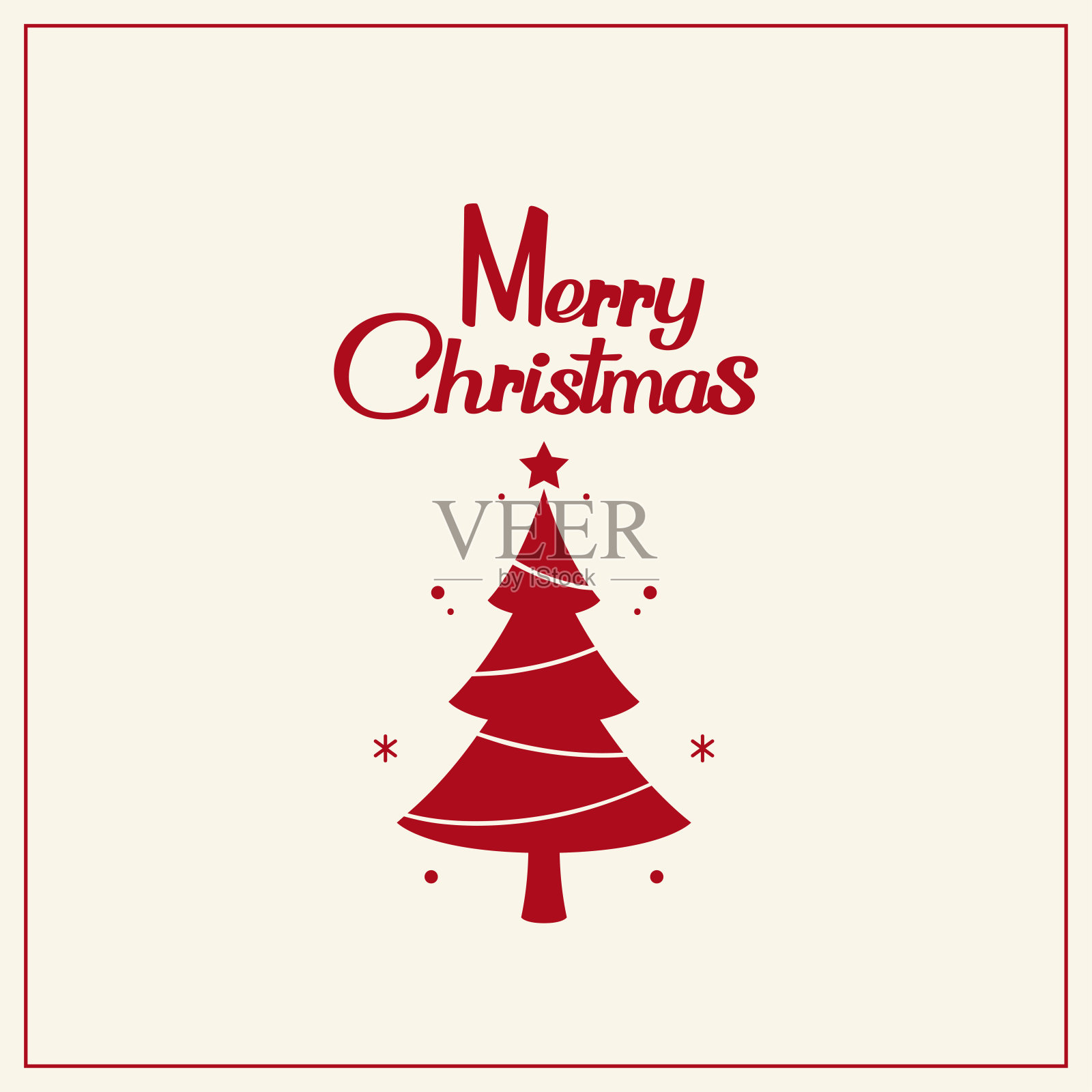 新年贺卡设计与程式化的圣诞树。矢量插图。圣诞树标志。插画图片素材