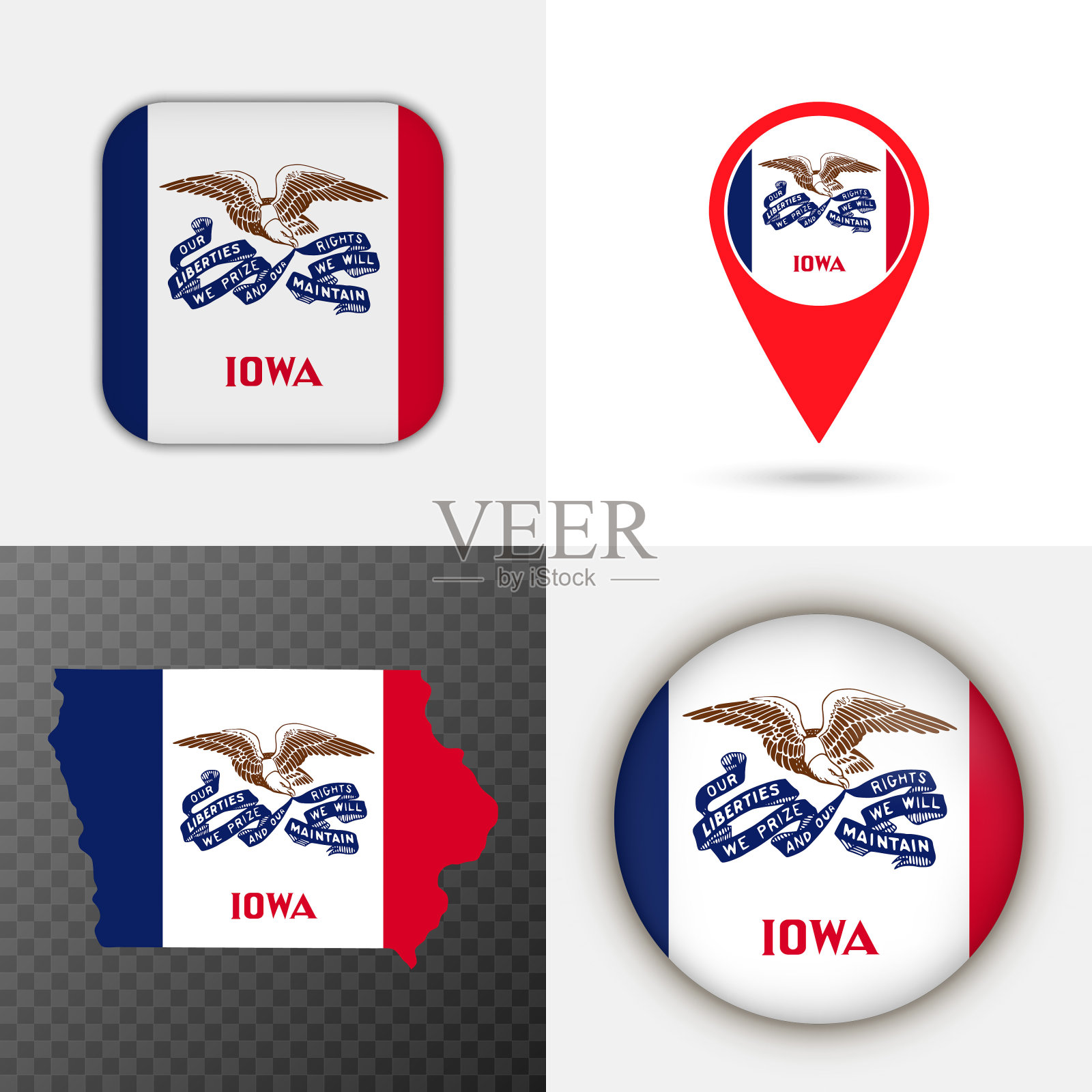 爱荷华州旗。矢量插图。插画图片素材