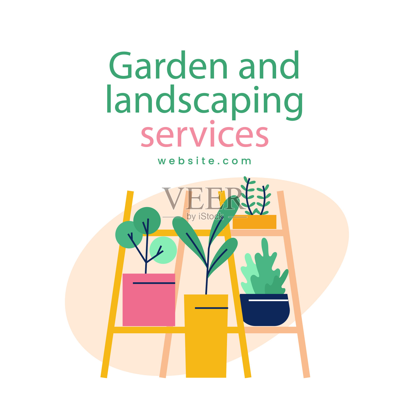 手绘园林设计模板插画图片素材