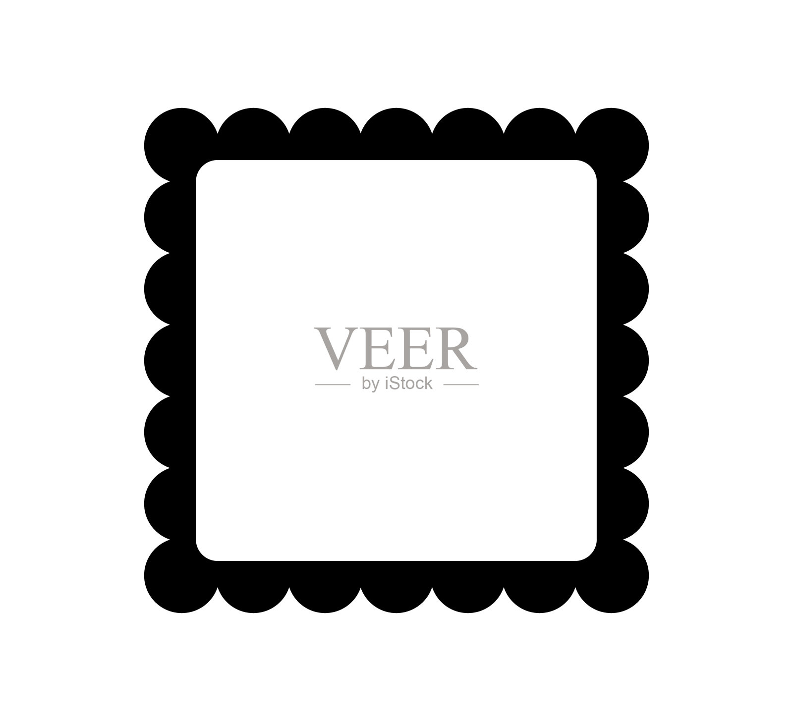 方形扇形框架。扇形边矩形形状。简单的标签和贴纸形式。花朵轮廓花边框架。重复复古褶边装饰。矢量插图孤立在白色背景上插画图片素材