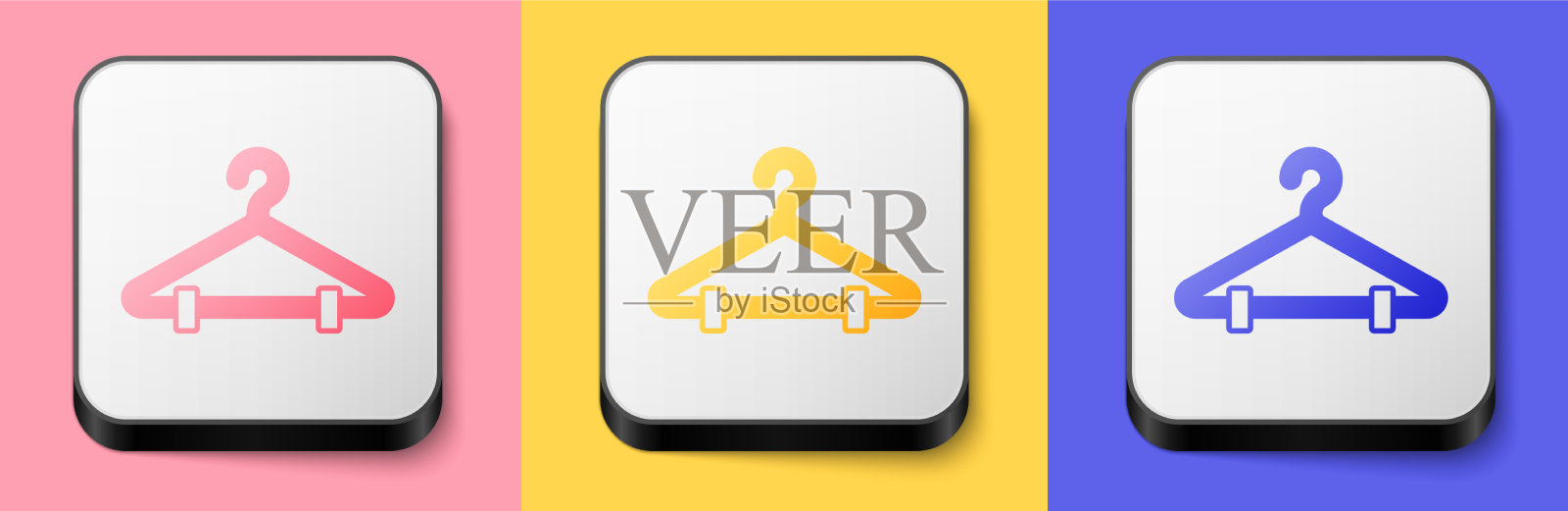 等距衣架衣柜图标孤立的粉红色插画图片素材