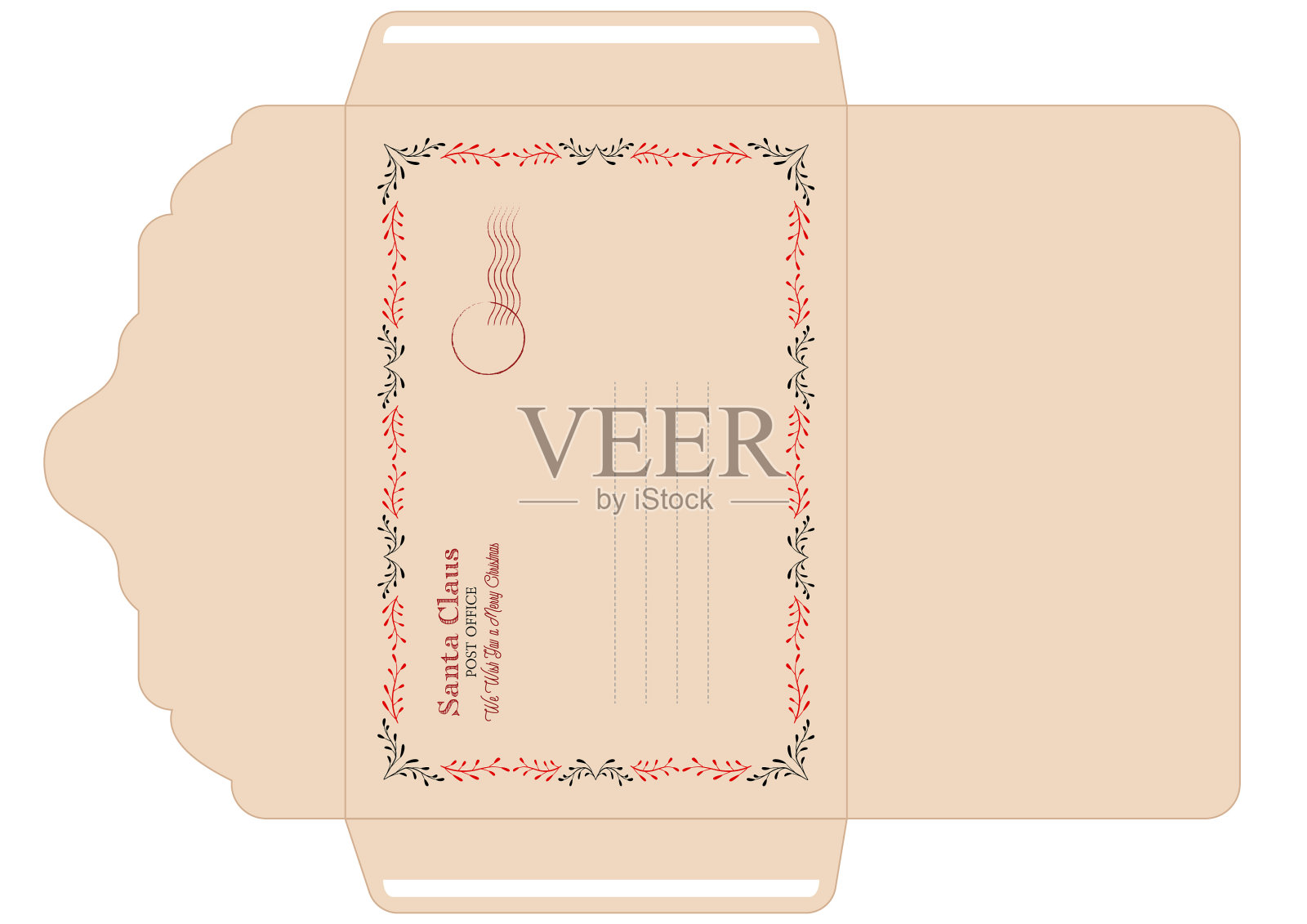 从圣诞老人的信封模板打印插画图片素材